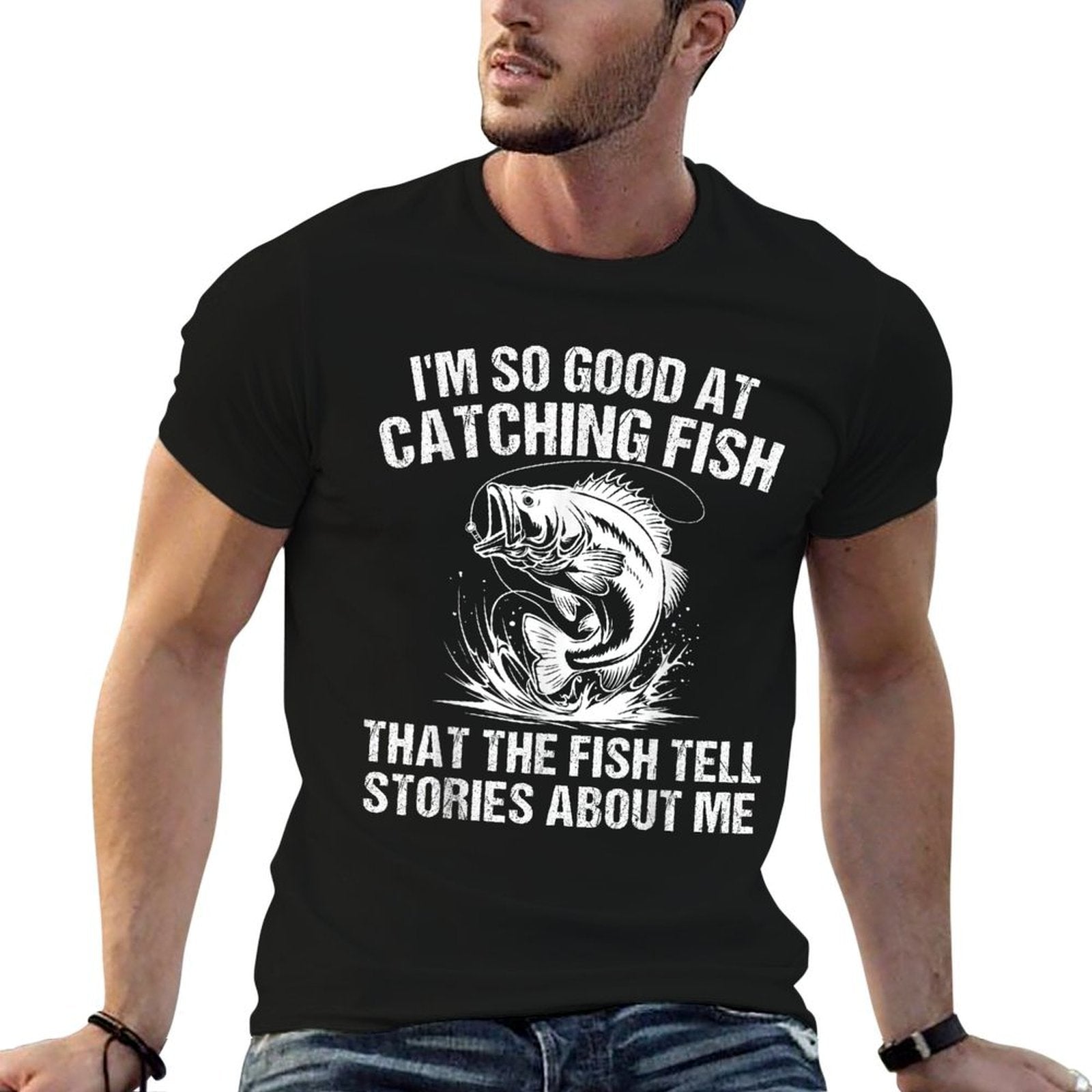 Bass Fishing Angler Funny Fisherman Catching Fish Comfortable T-Shirt