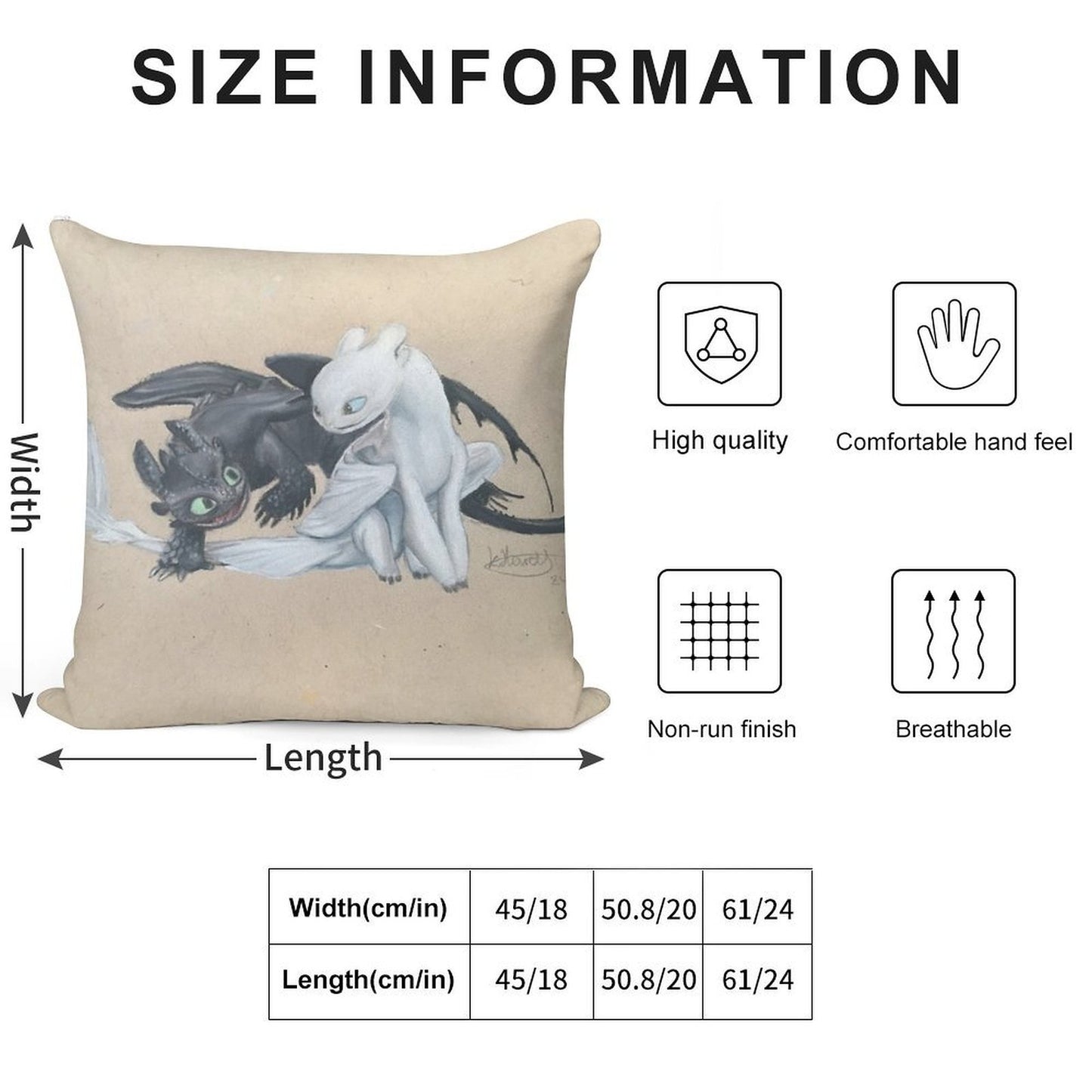 Toothless And Lightfury Soft Skin-Friendly Throw Pillow