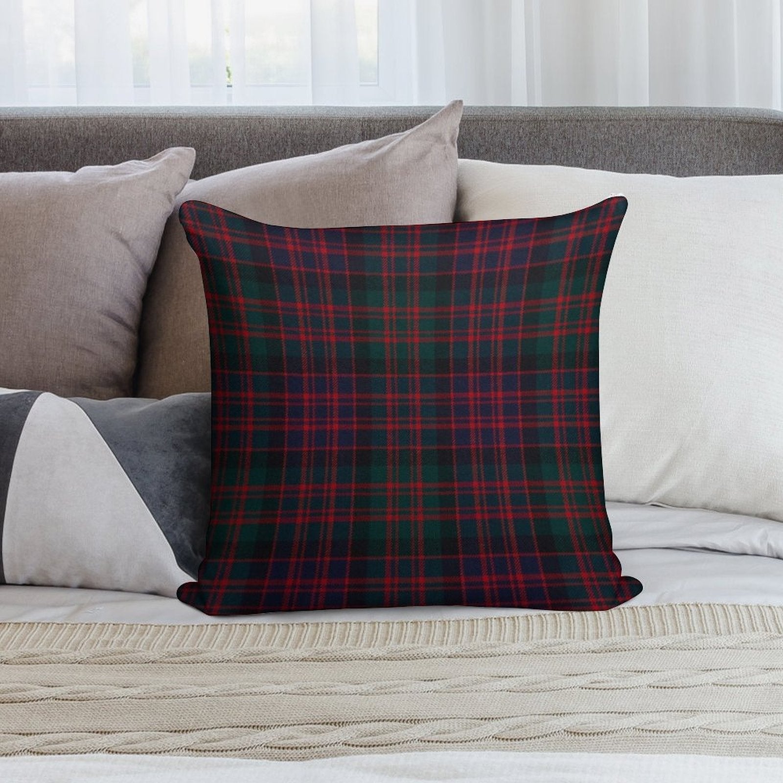MacDonald Scottish Tartan Soft Fade-Resistant Throw Pillow