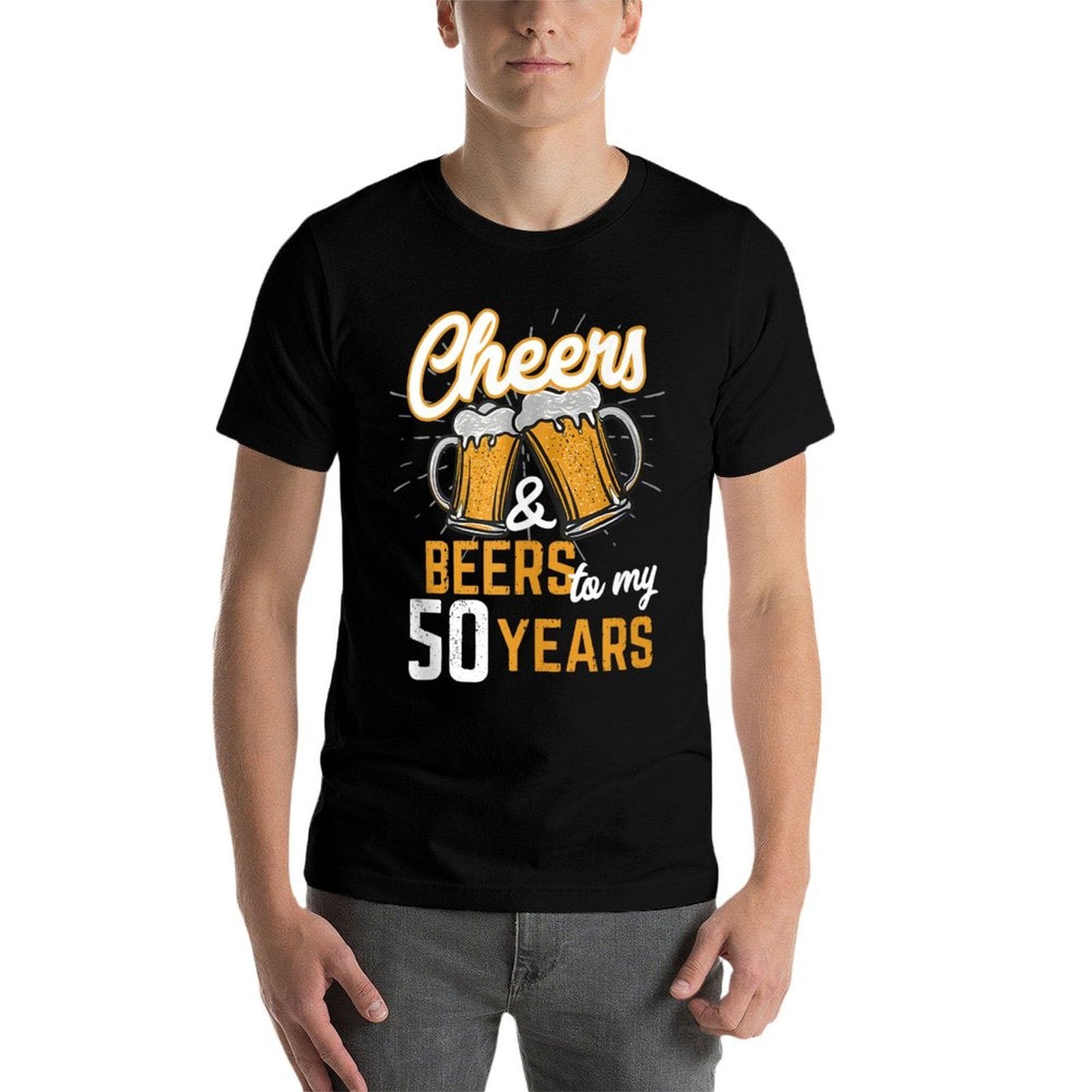 Cheers And Beers To My 50 Years, Funny 50th Birthday  Rolled Sleeves T-Shirt