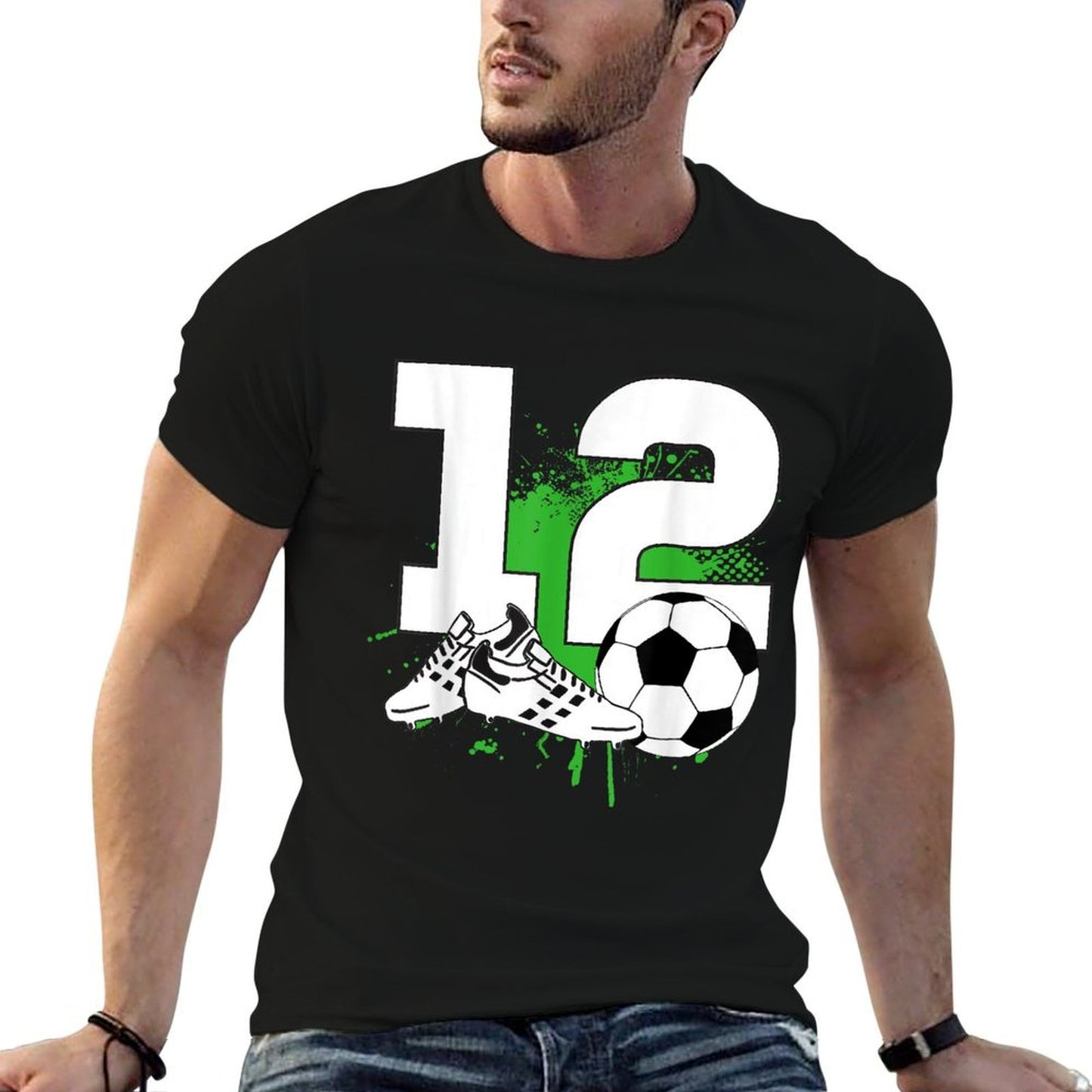 12th Birthday Boy 12 Years Footballer Football Birthday Graphic-printed T-Shirt