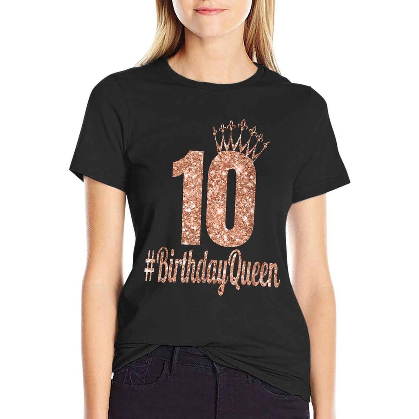 10th Birthday Gifts Girls Double Digits Rose Colored Stretchy T-Shirt