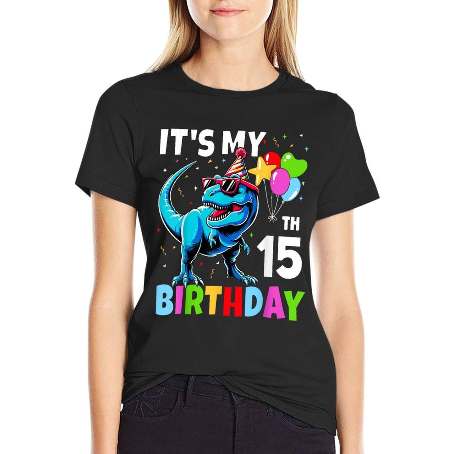15th Birthday Boys 15yr 15 Year Old Dinosaur T-Rex Quick-drying T-Shirt