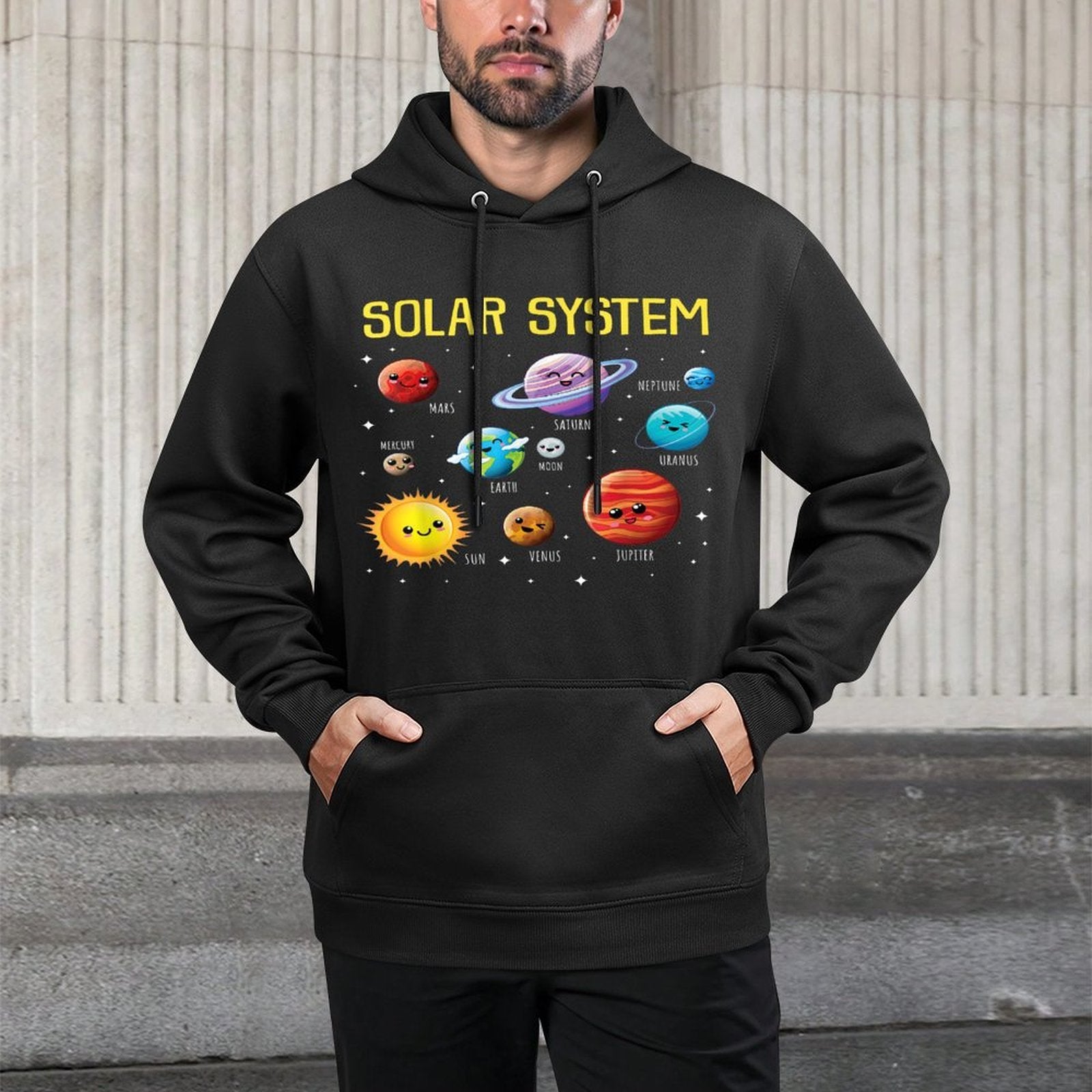 Solar System Colorful Space Planets Educational Kids Pilling-Resistant Hoodie