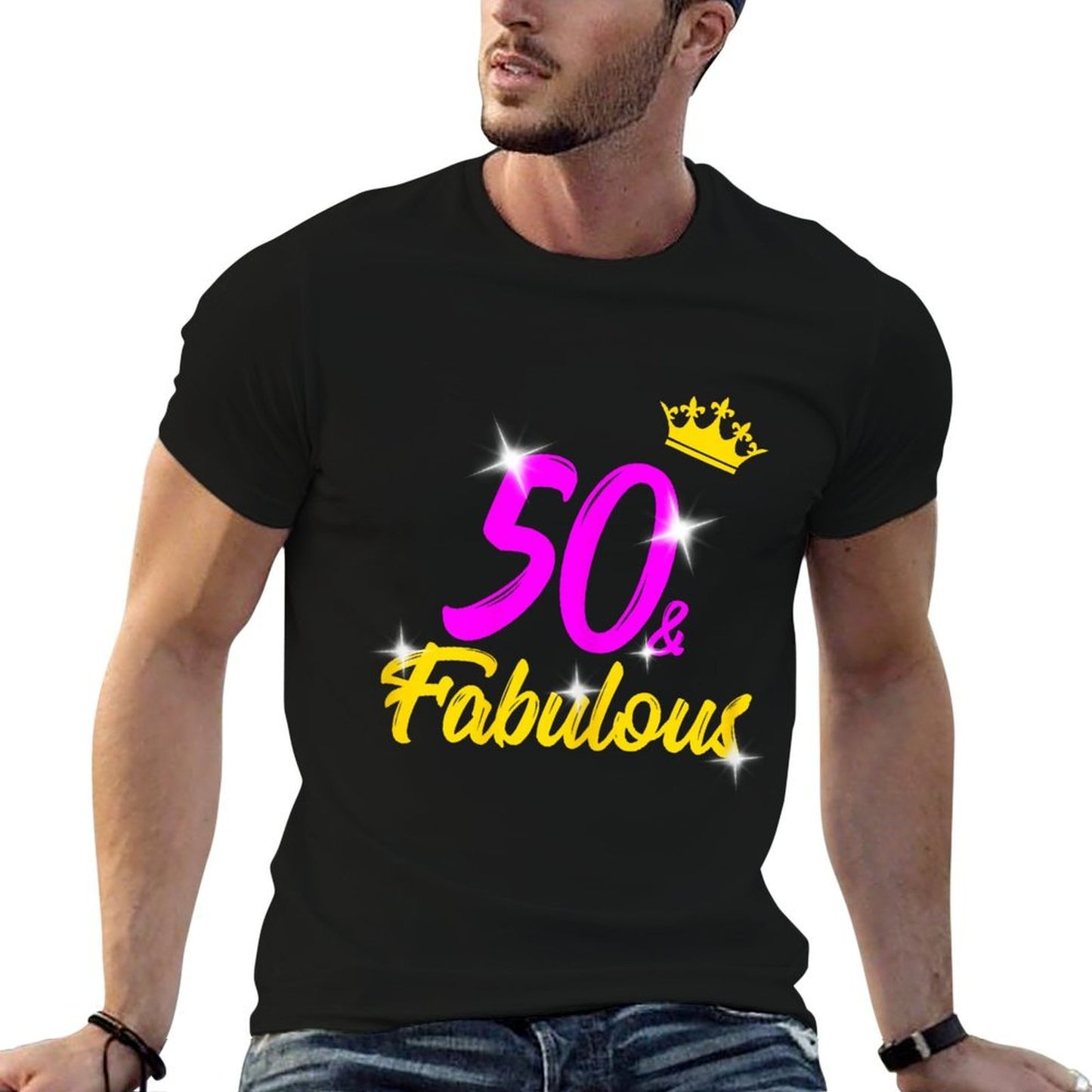 Womens 50 And Fabulous Queen 50th Birthday Gift Stretchy T-Shirt