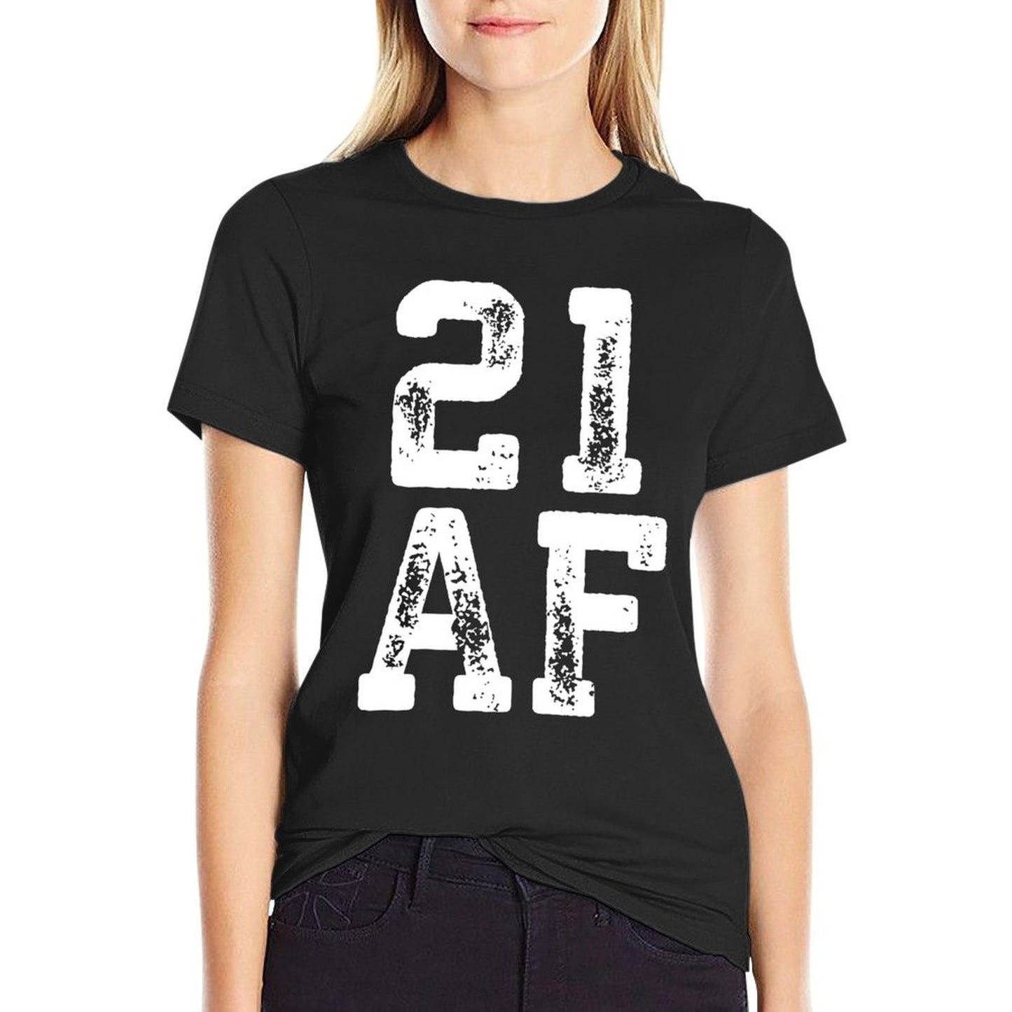 21 AF Legal 21st Birthday Ribbed Collar T-Shirt