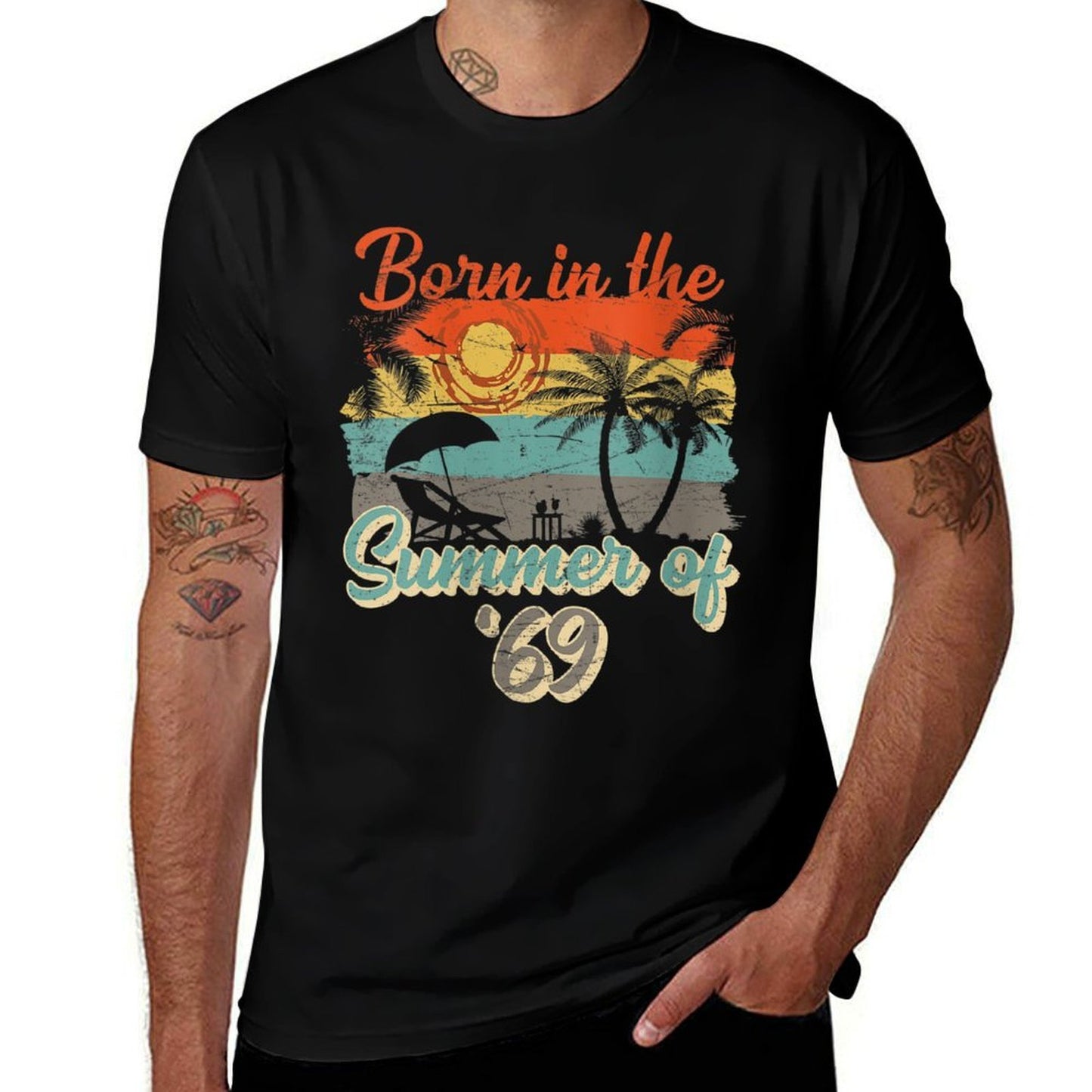 Womens Born In The Summer Of 69 50th Birthday Vintage Tagless Design T-Shirt