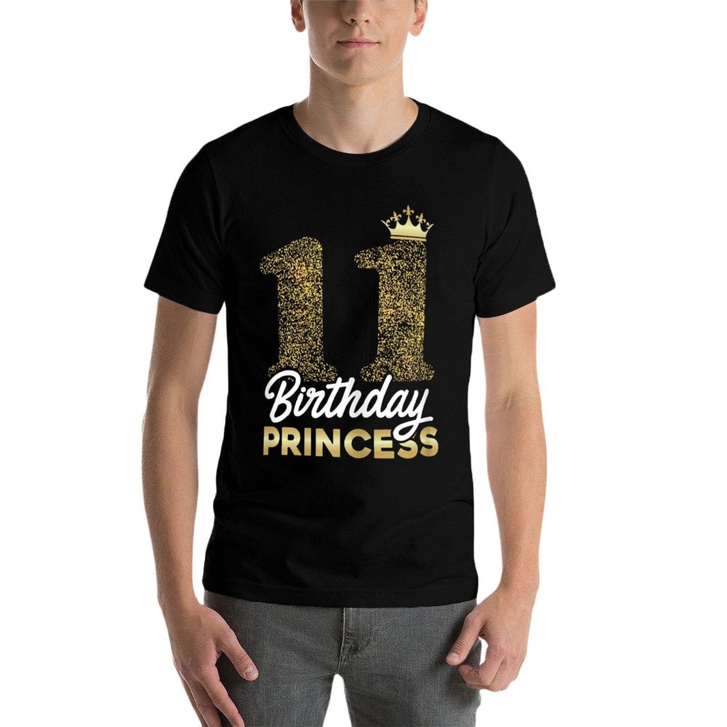 11th Birthday Girl Princess Cute Retro Crown 11 Years Old Cotton T-Shirt