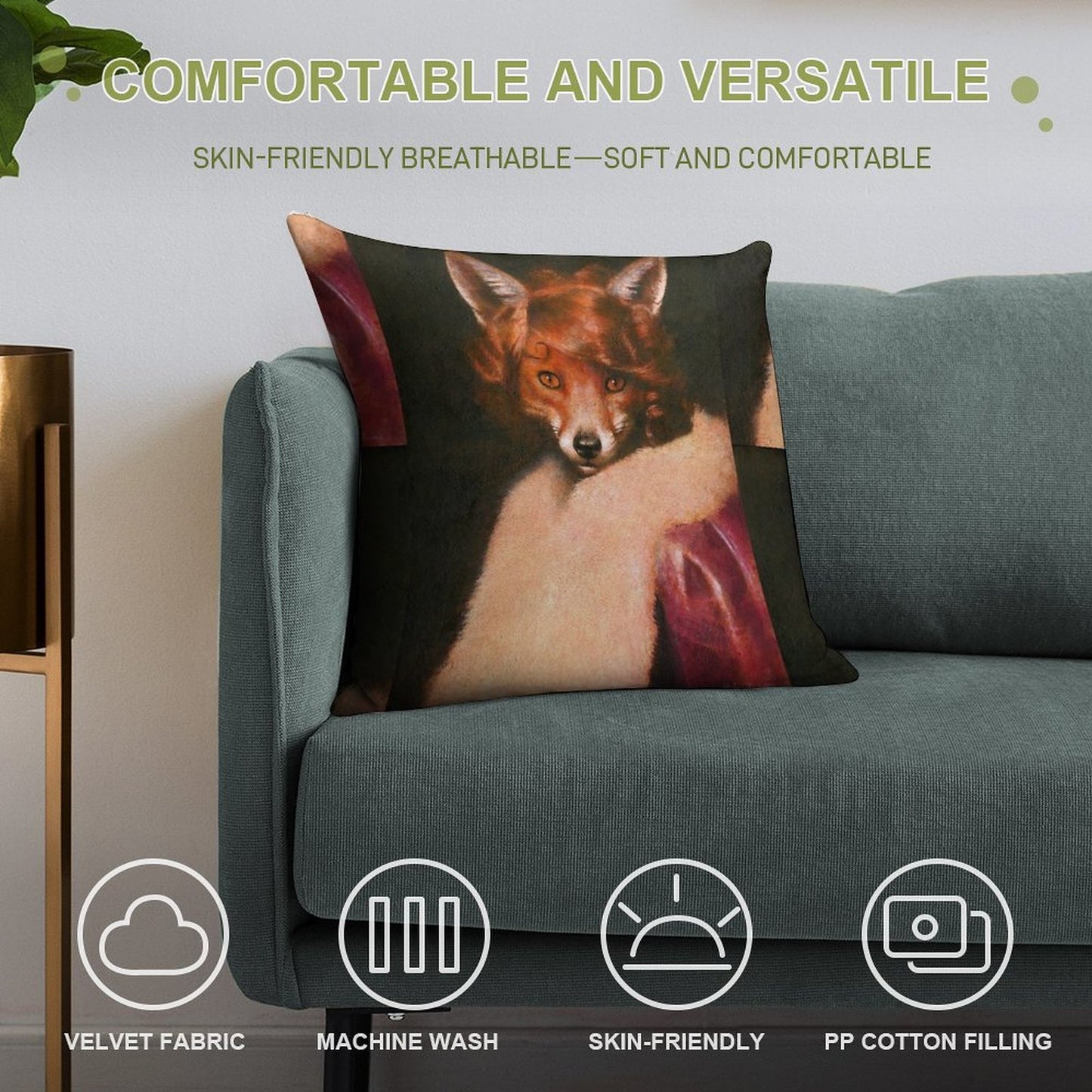 Vintage Vixen Soft Hidden Zipper Throw Pillow