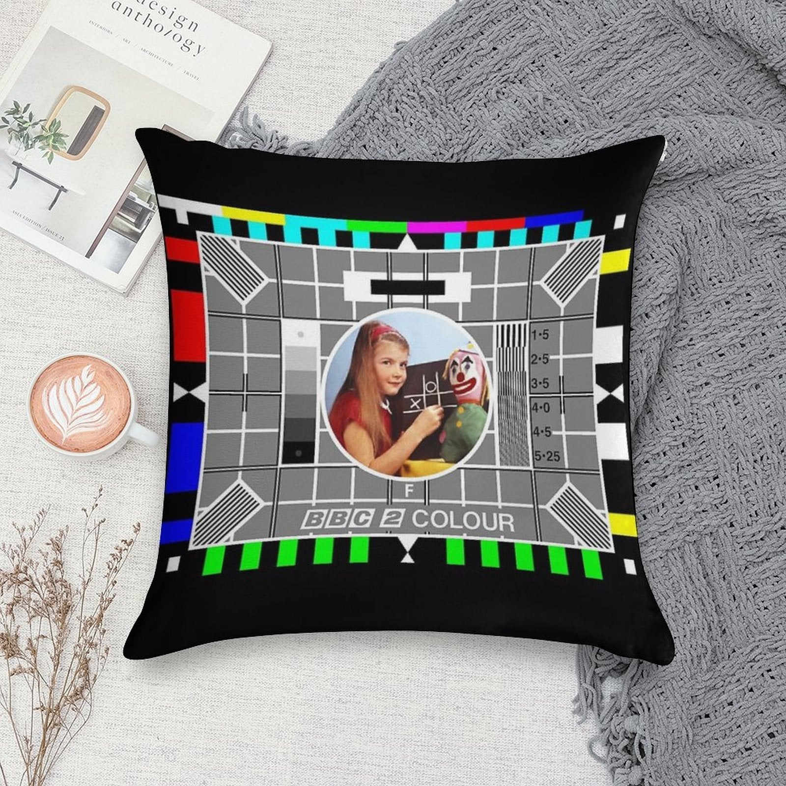 Beebthings Testcard F Soft Home Decor Throw Pillow