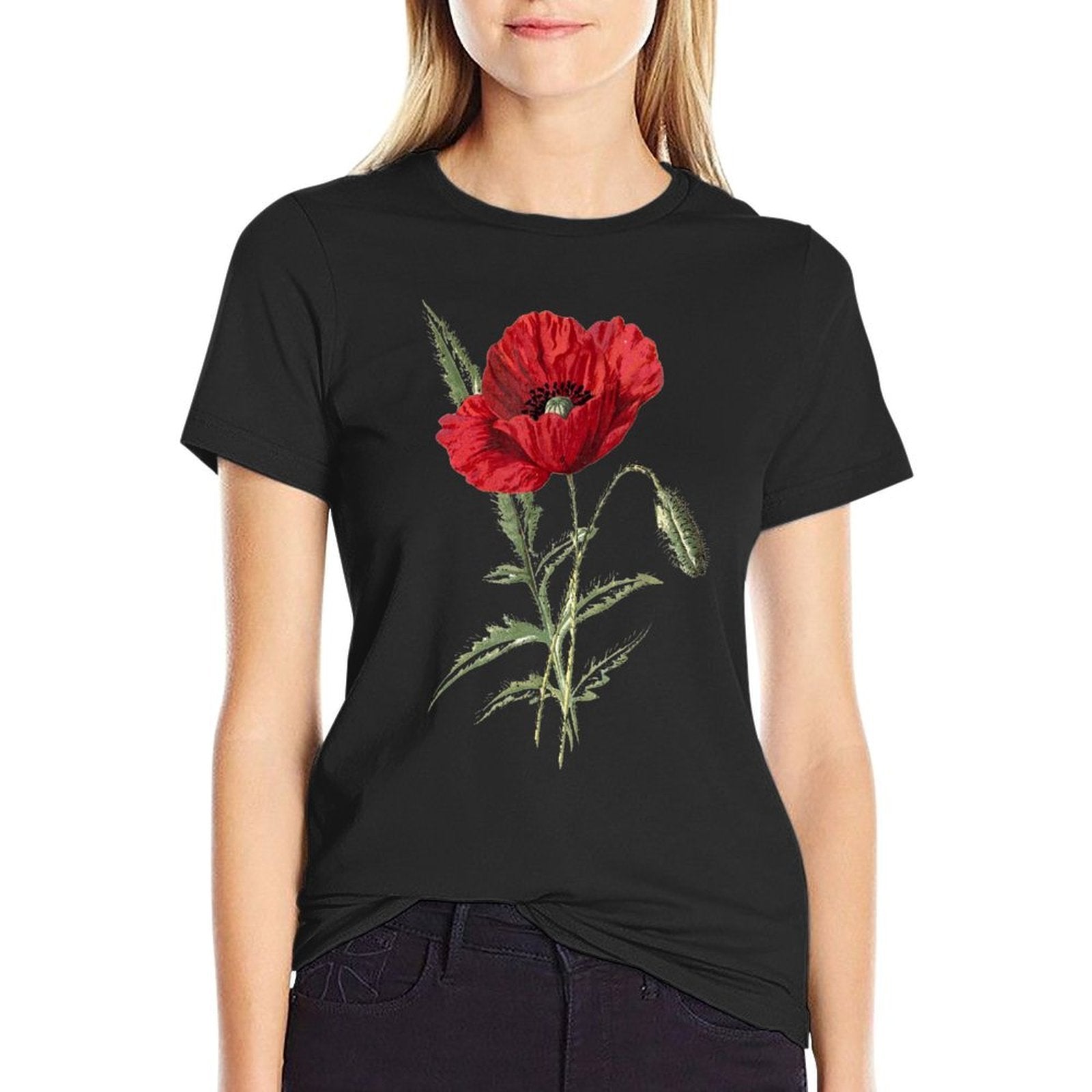 Red Poppy Flower, Red Botanical Poppies, Poppy  Soft T-Shirt