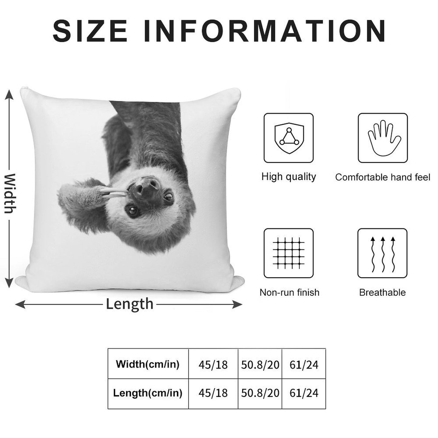 Sloth Soft Durable Construction Throw Pillow