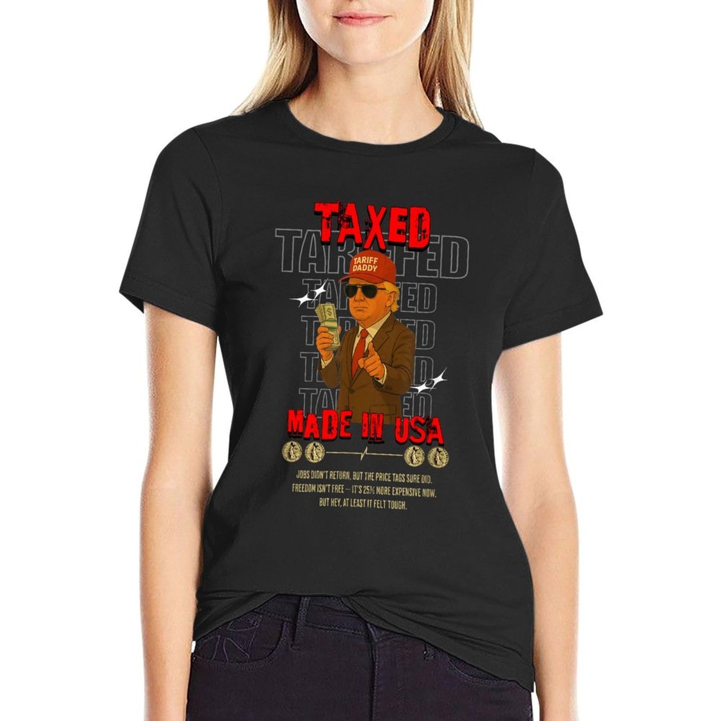 Tariff Daddy Funny Trump Design – Political Meme About Tarif Polyester Blend T-Shirt