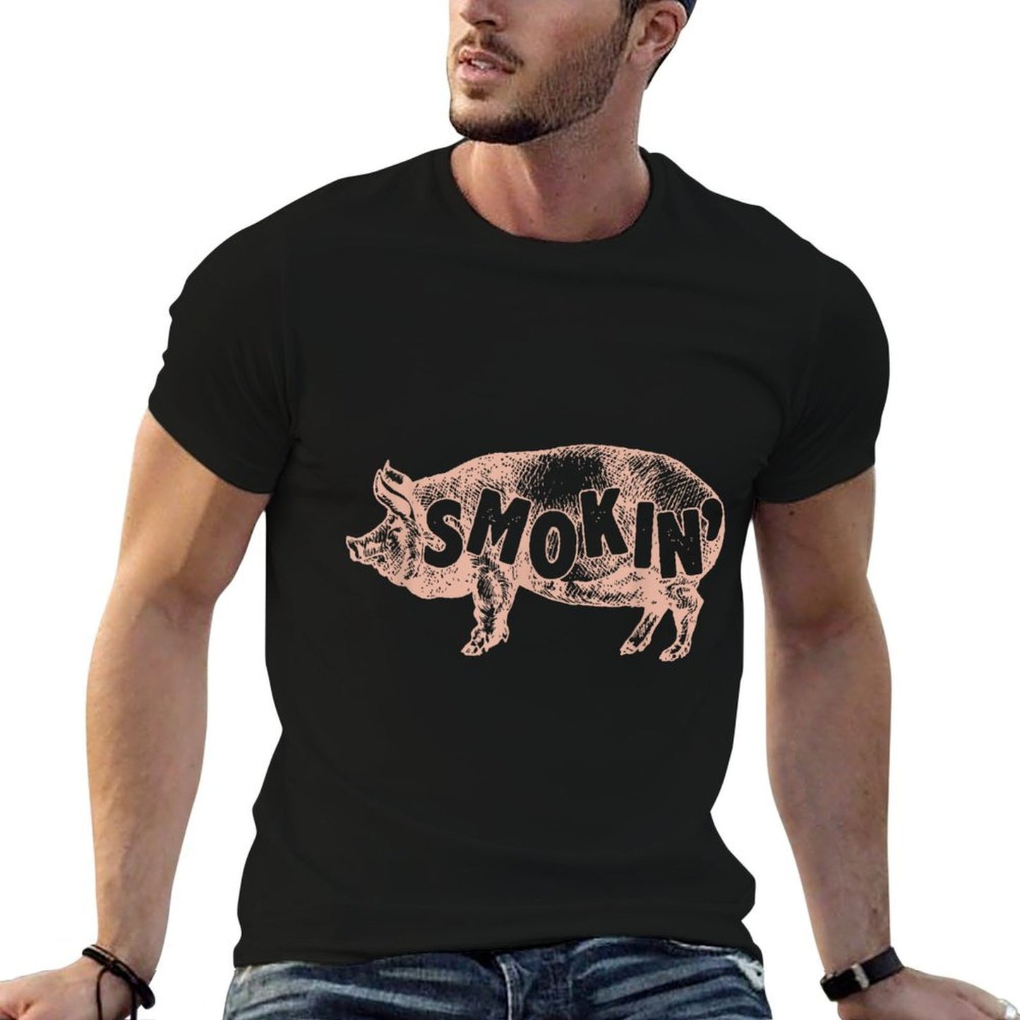 Smokin - Funny Hog BBQ T  Graphic-printed T-Shirt