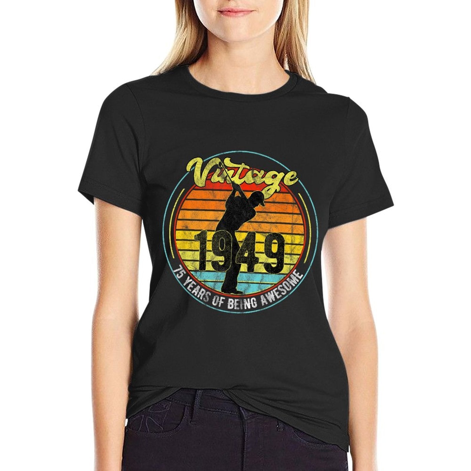 75 Year Old Gifts Vintage Golf Golfer 1949 75th Birthday  High-quality Stitching T-Shirt