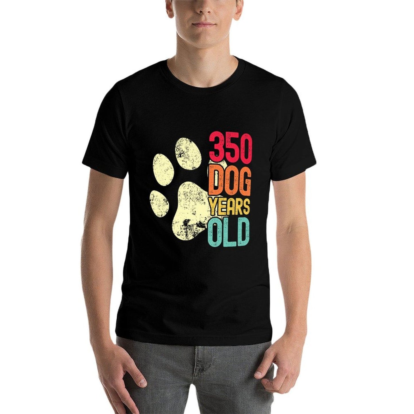 350 Dog Years Old Funny Dog Lovers 50th Birthday Premium  Oversized Silhouette T-Shirt
