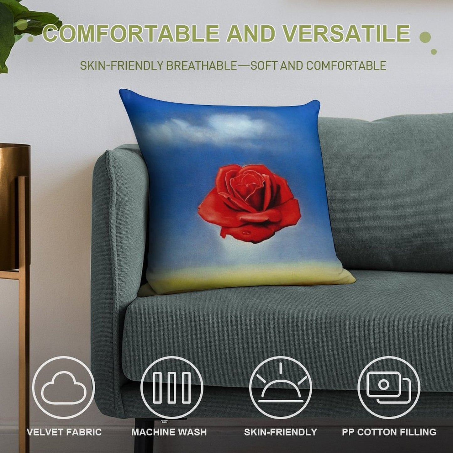 The Meditative Rose-Salvador Dali Soft Ultra-Soft Texture Throw Pillow