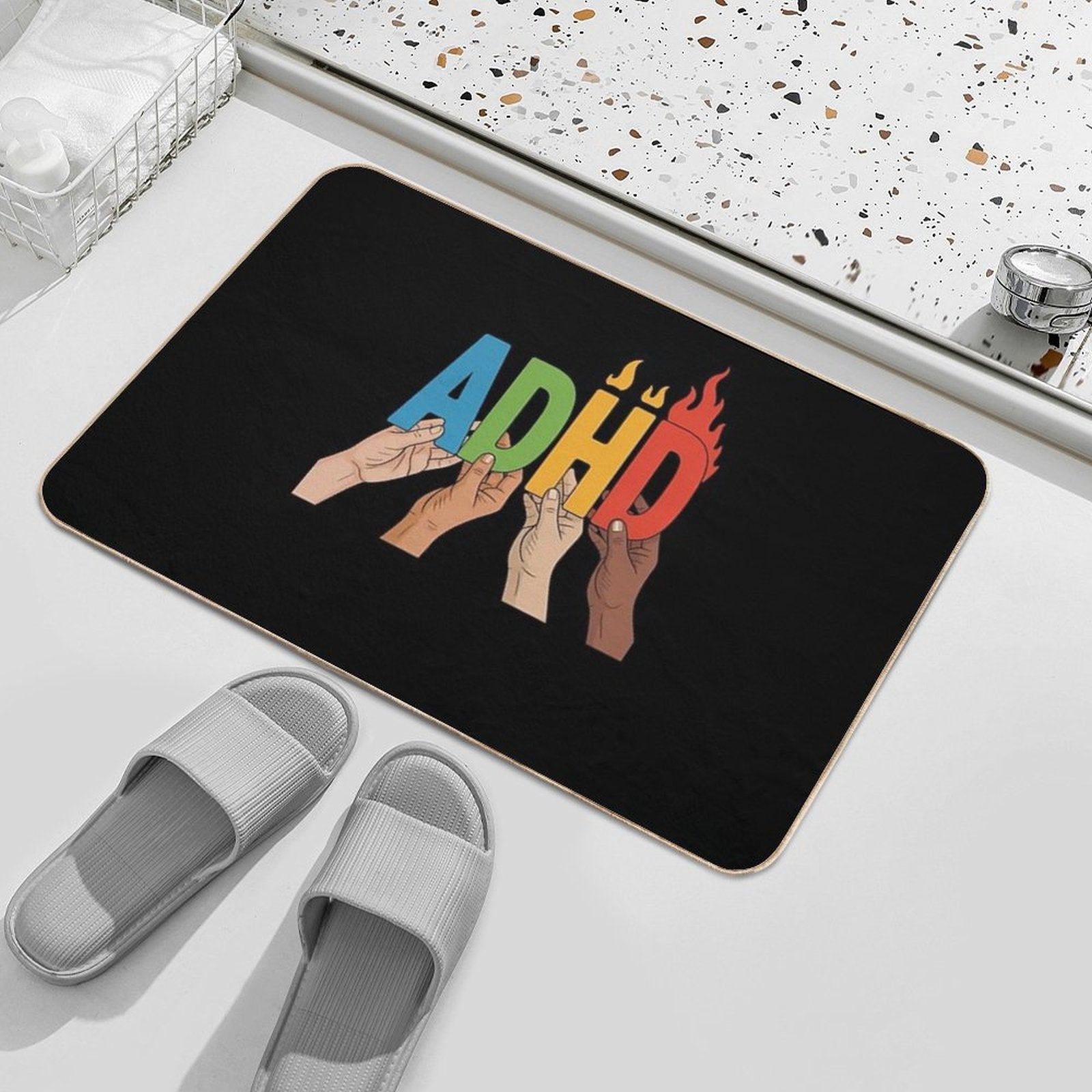 ADHD Awareness Prevent Attention Deficit Warrior Survivor  Rapid-Drying Bath Mat