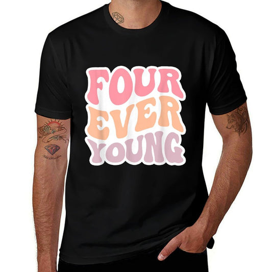 4th Birthday Girl Retro Four Ever Young Toddler Girls  Soft T-Shirt
