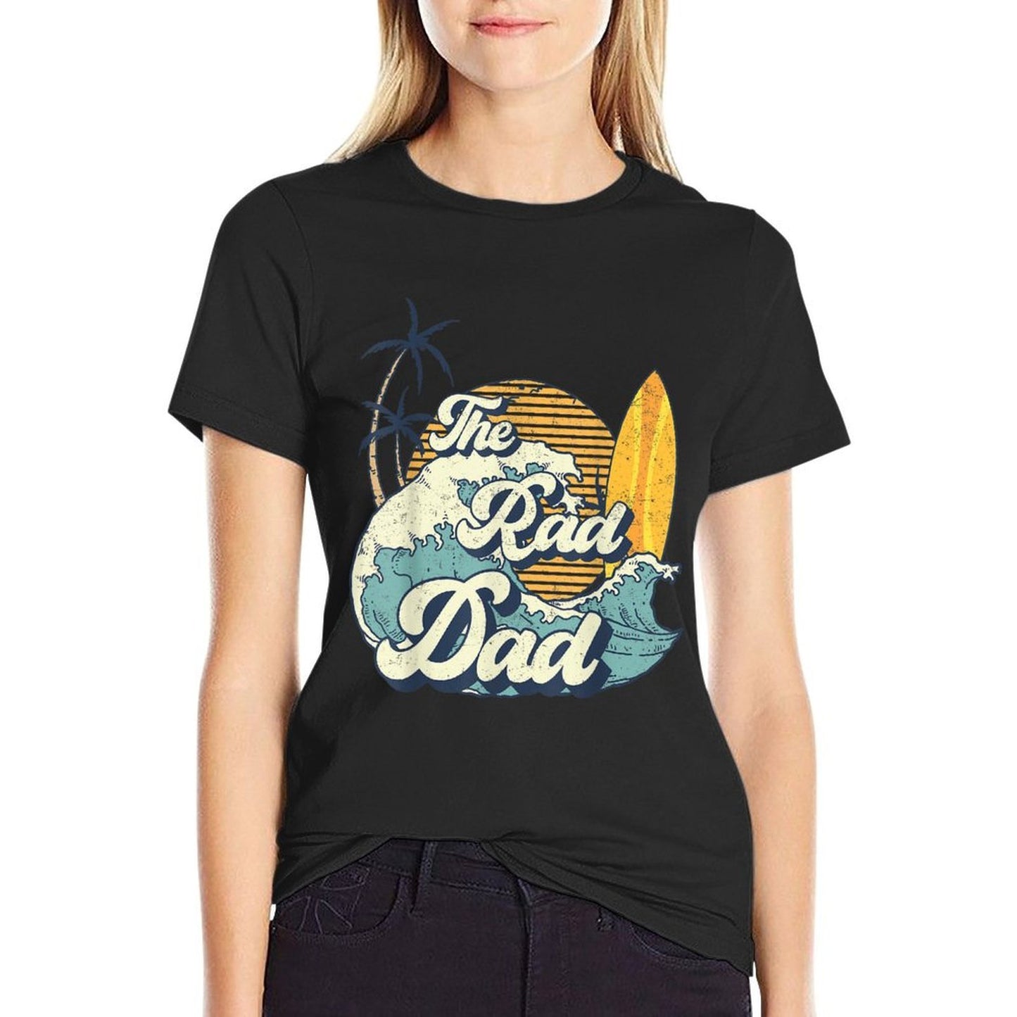 The Rad Dad Big One Surf Birthday Decorations For Daddy Papa Soft T-Shirt