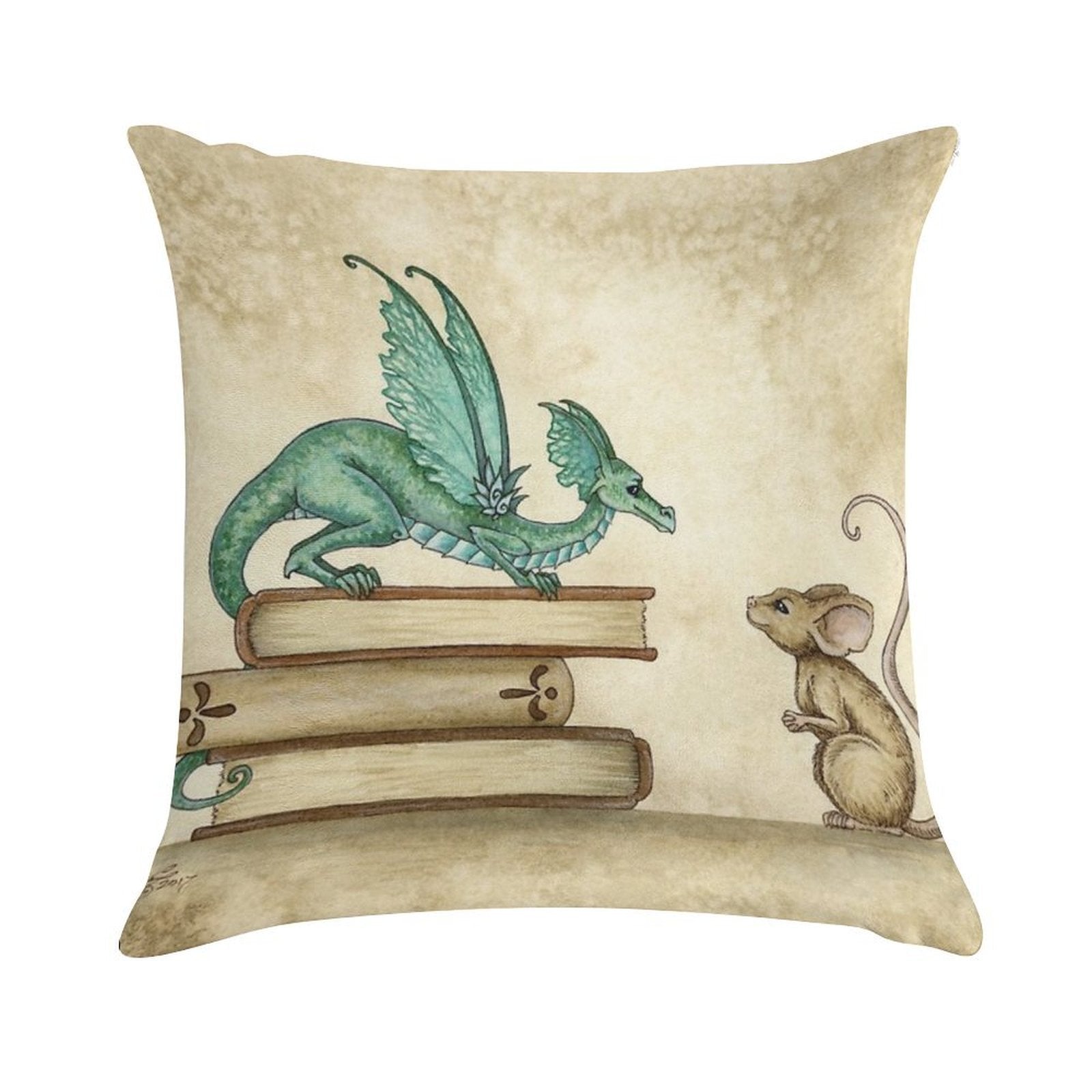 A Curious Encounter Soft Shrink-Resistant Throw Pillow