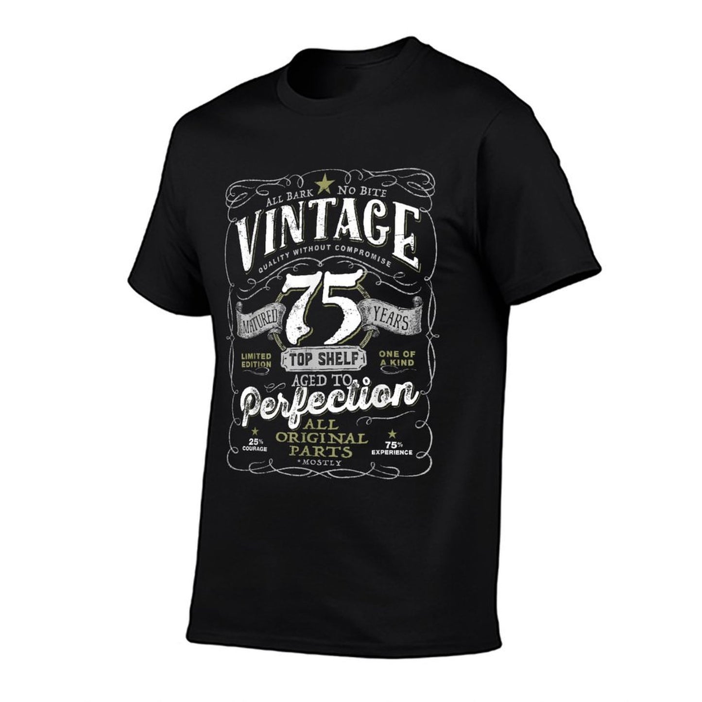 Vintage 75th Birthday Top Shelf, Aged to Perfection 1950  Ribbed Collar T-Shirt