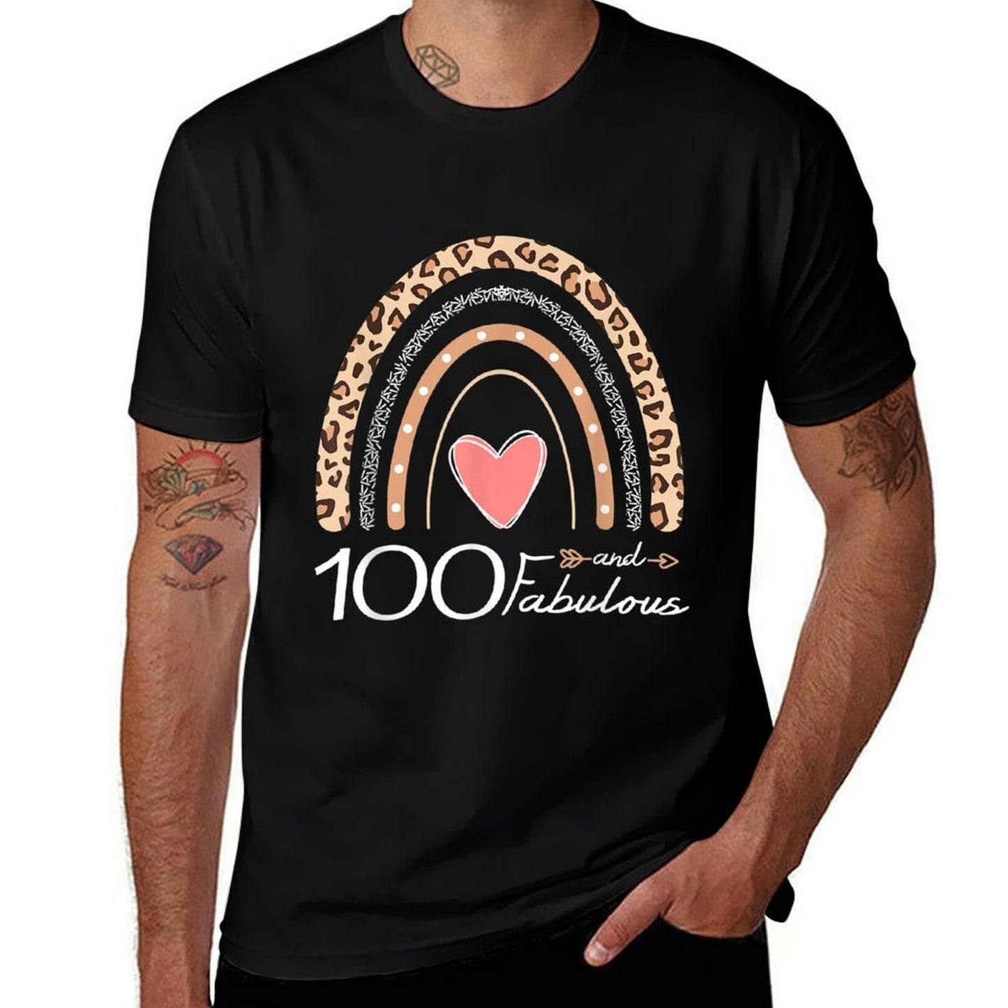 100 And Fabulous Boho Rainbow Funny 100th Birthday Slim-fit Cut T-Shirt