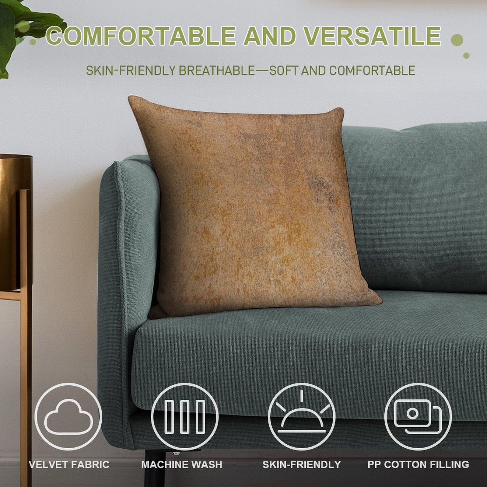 Grunge Metal Texture Soft Reinforced Edging Throw Pillow