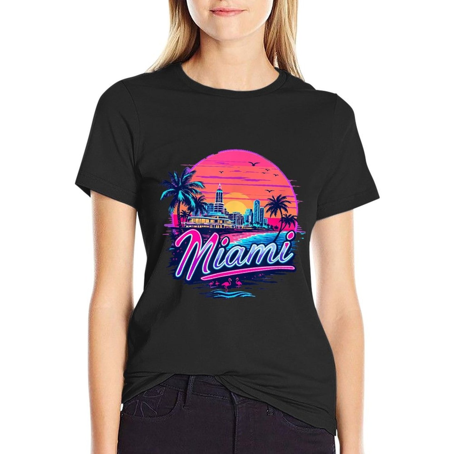Vintage Miami Florida Cityscape Retro Miami Comfortable T-Shirt