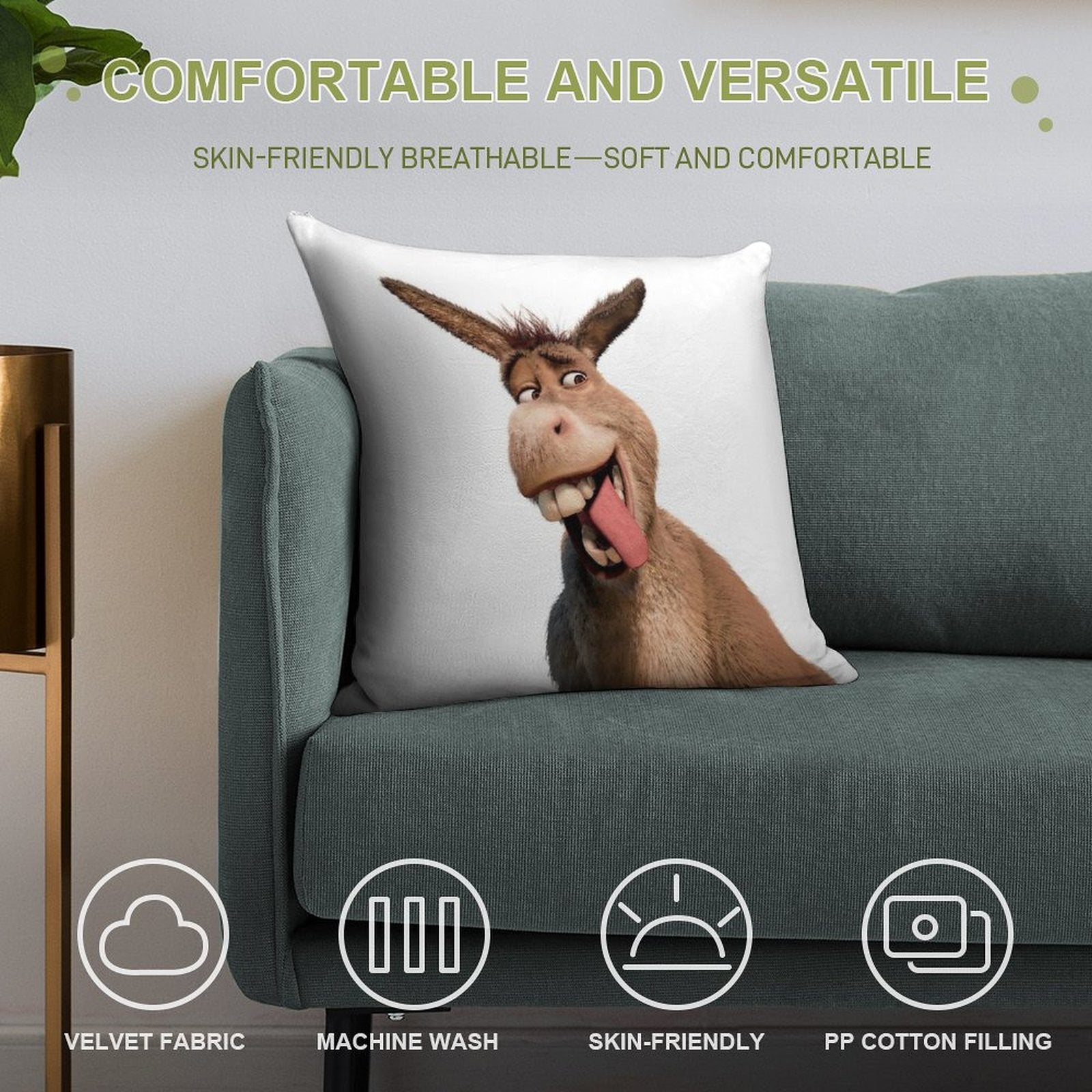 Donkey Shrek Soft Ultra-Soft Texture Throw Pillow