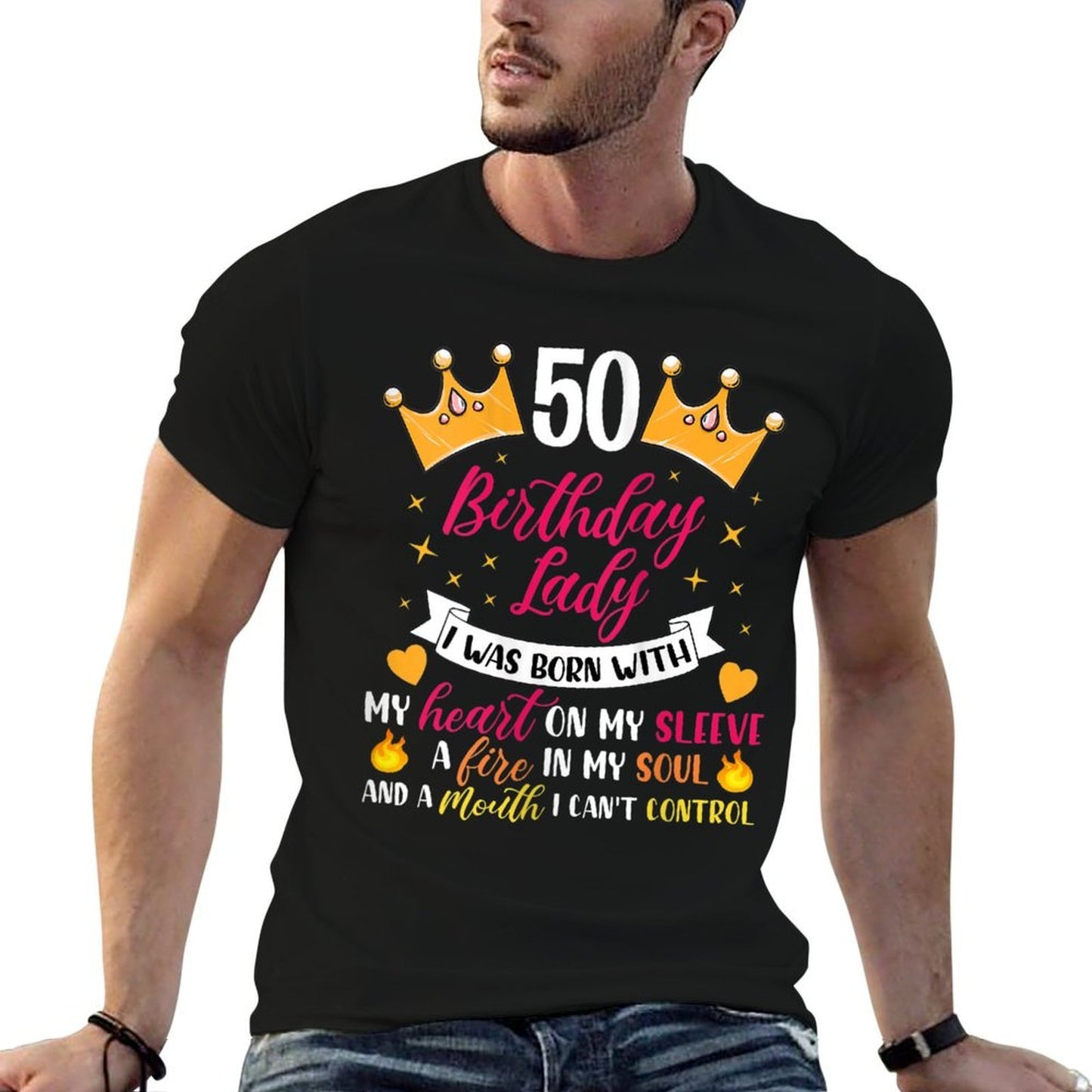 Womens 50th Birthday Lady 50 Years Old Woman Trendy Pattern T-Shirt