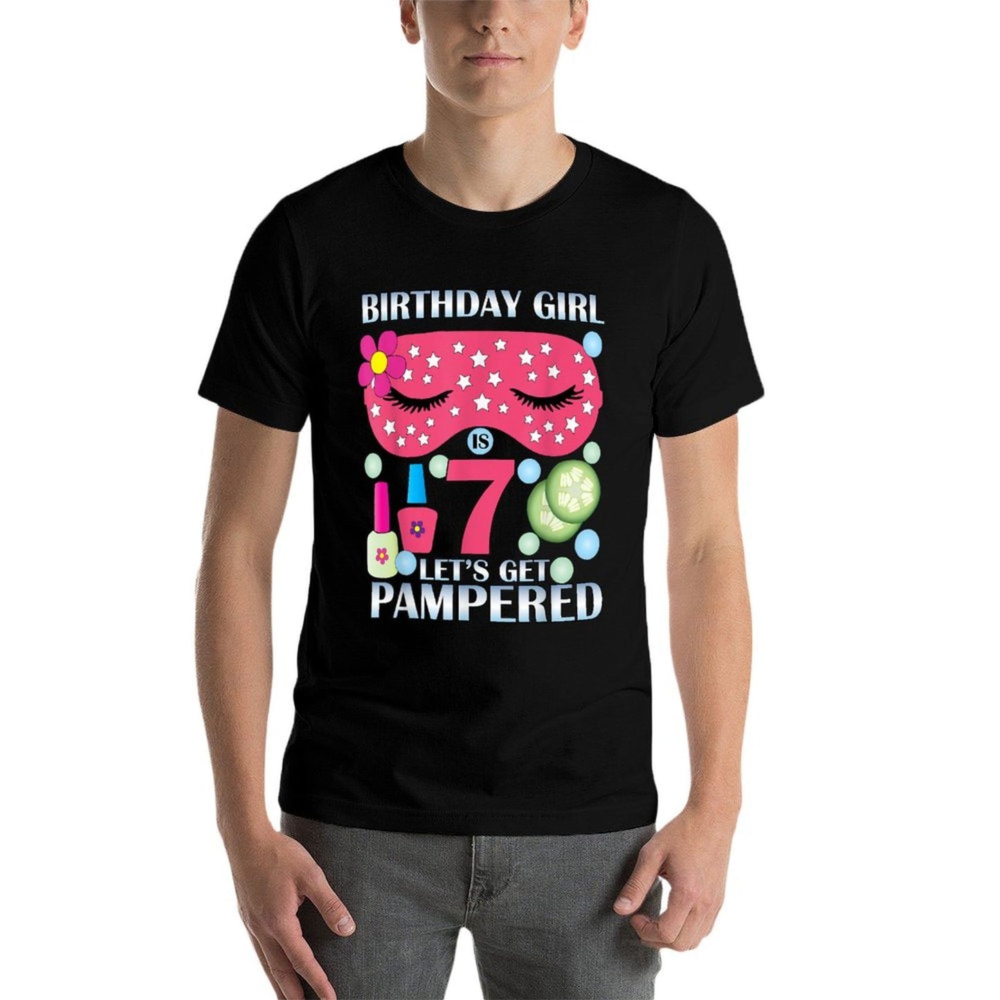 Spa Birthday Party Themed Birthday Girls Age 7 Heathered Texture T-Shirt