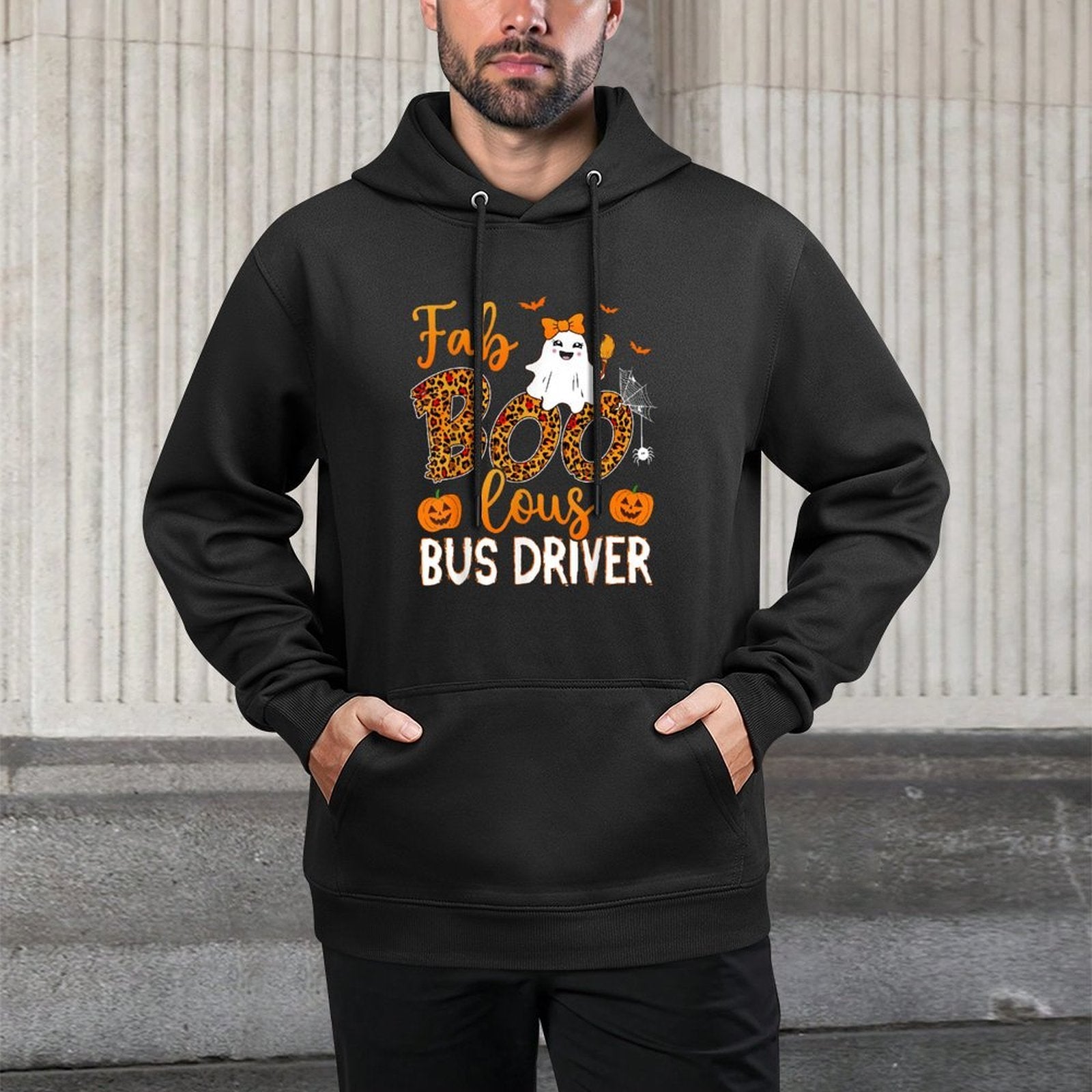 Faboolous Bus Driver Happy Halloween Pumpkin Cute Ghost Relaxed Fit Hoodie