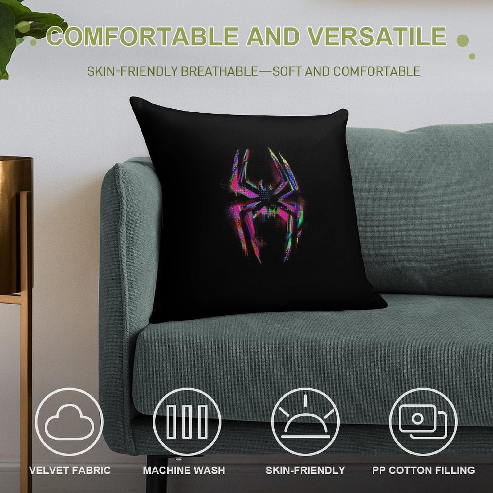 Across The Spider Verse - Logo Soft Luxury Feel Throw Pillow