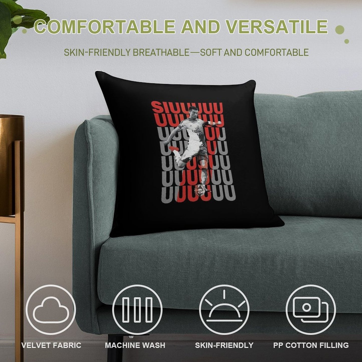Siuuuuuu Cristiano Ronaldo Soft Anti-Pilling Throw Pillow