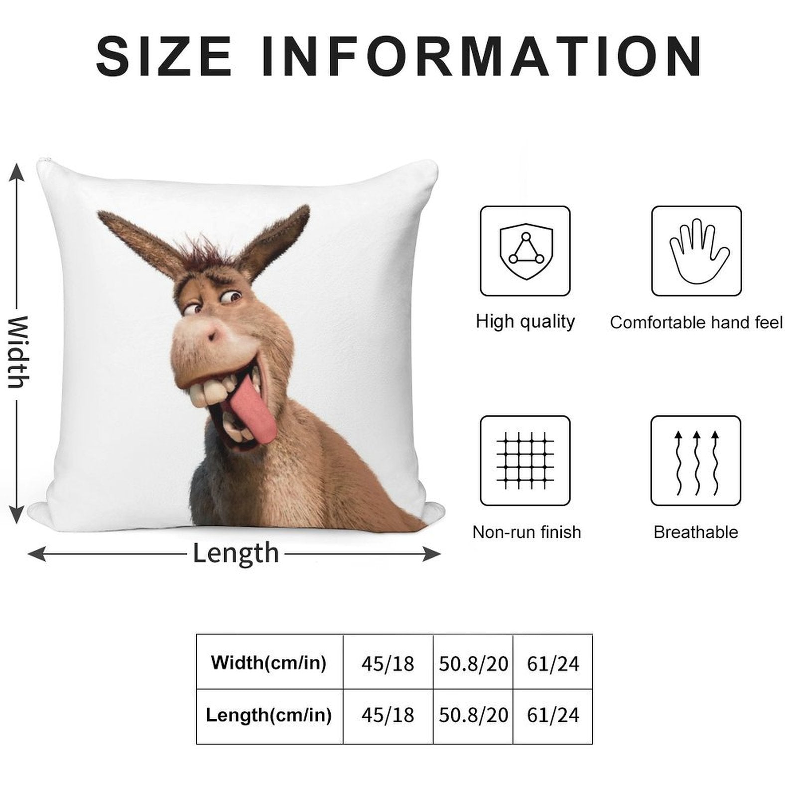 Donkey Shrek Soft Ultra-Soft Texture Throw Pillow