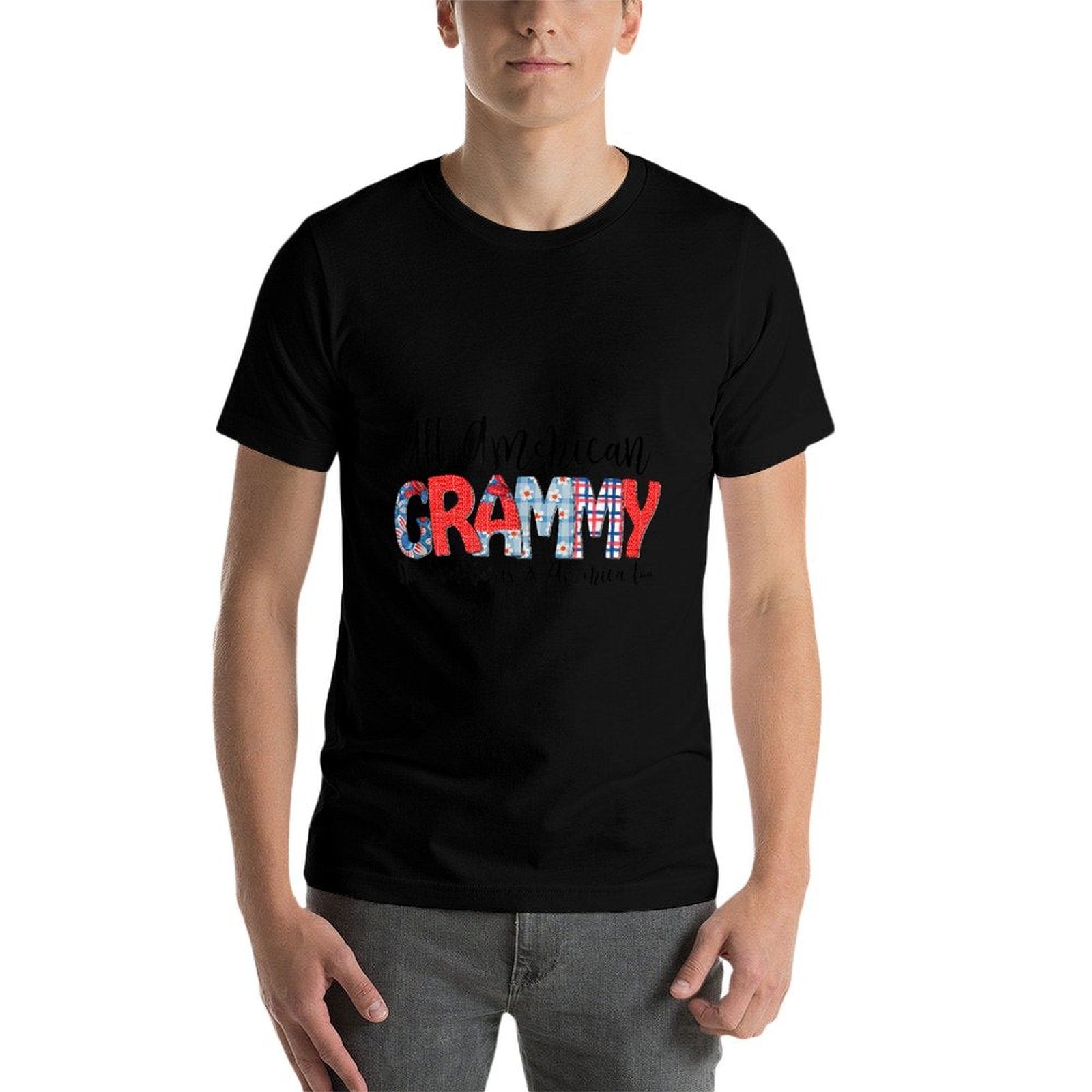 All American Grammy She Loves Jesus America Too 4th Of July  Wrinkle-resistant T-Shirt