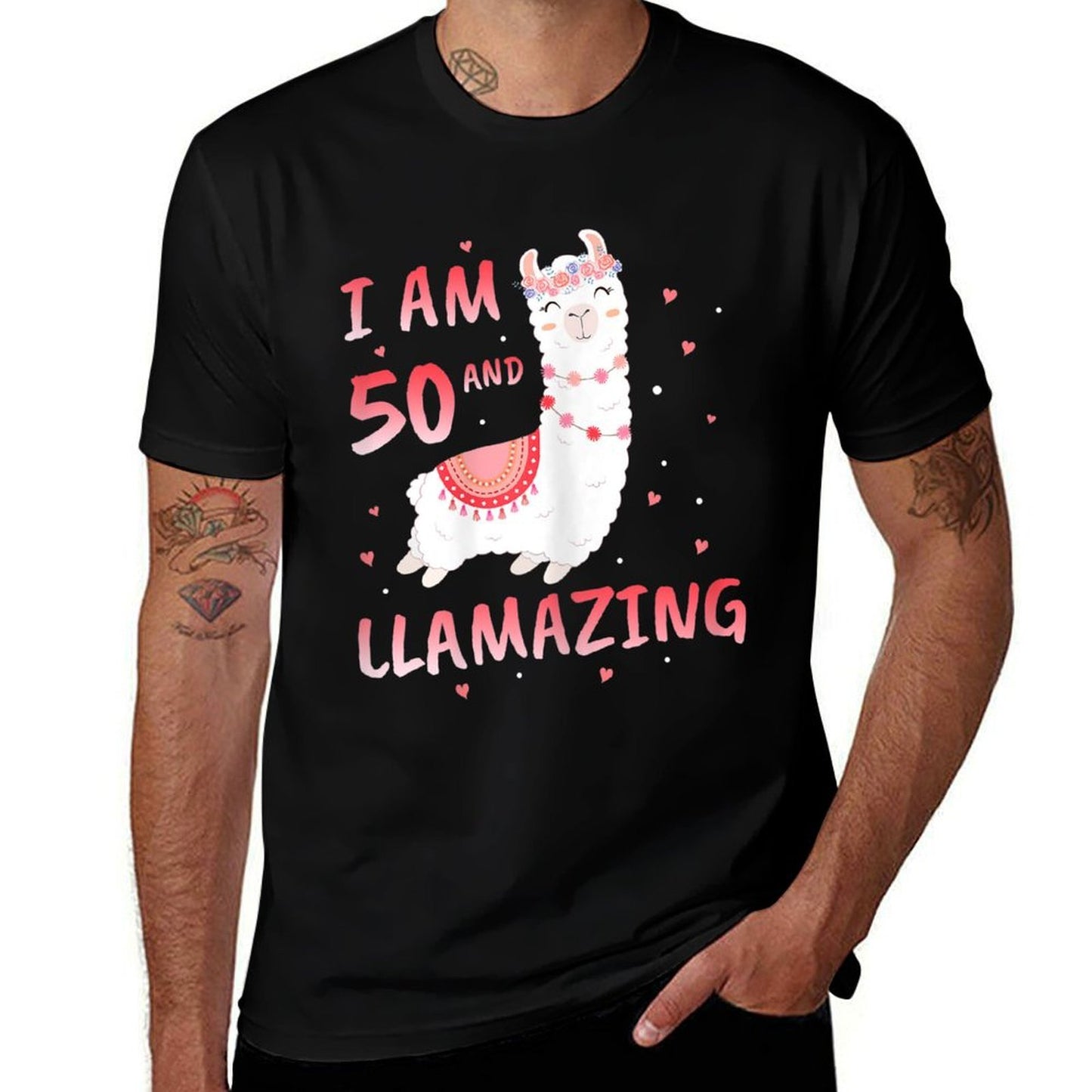 Womens I Am 50 Years Old And Llamazing Llama 50th Birthday Lightweight T-Shirt