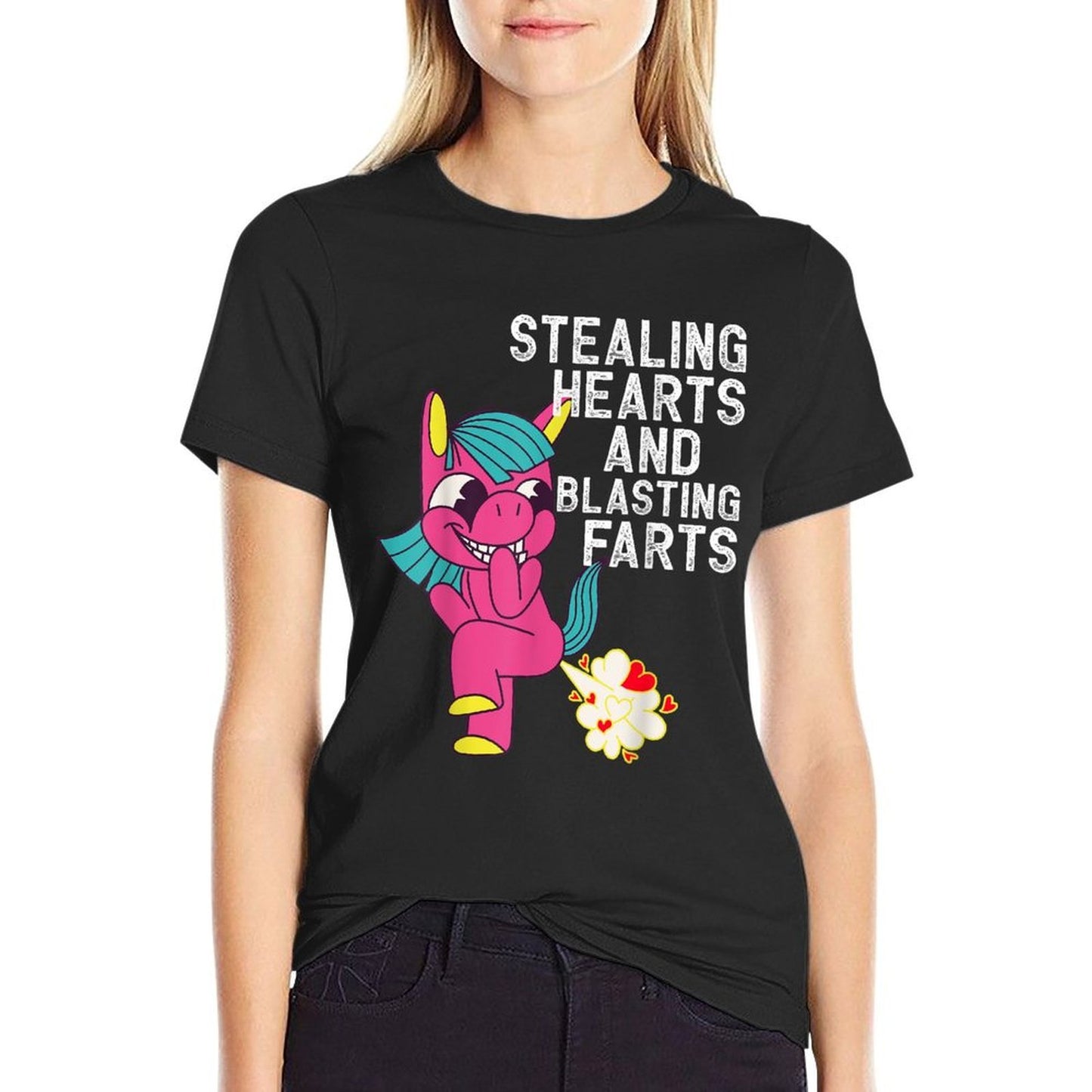 Stealing Hearts And Blasting Farts Funny Unicorn Relaxed-fit T-Shirt