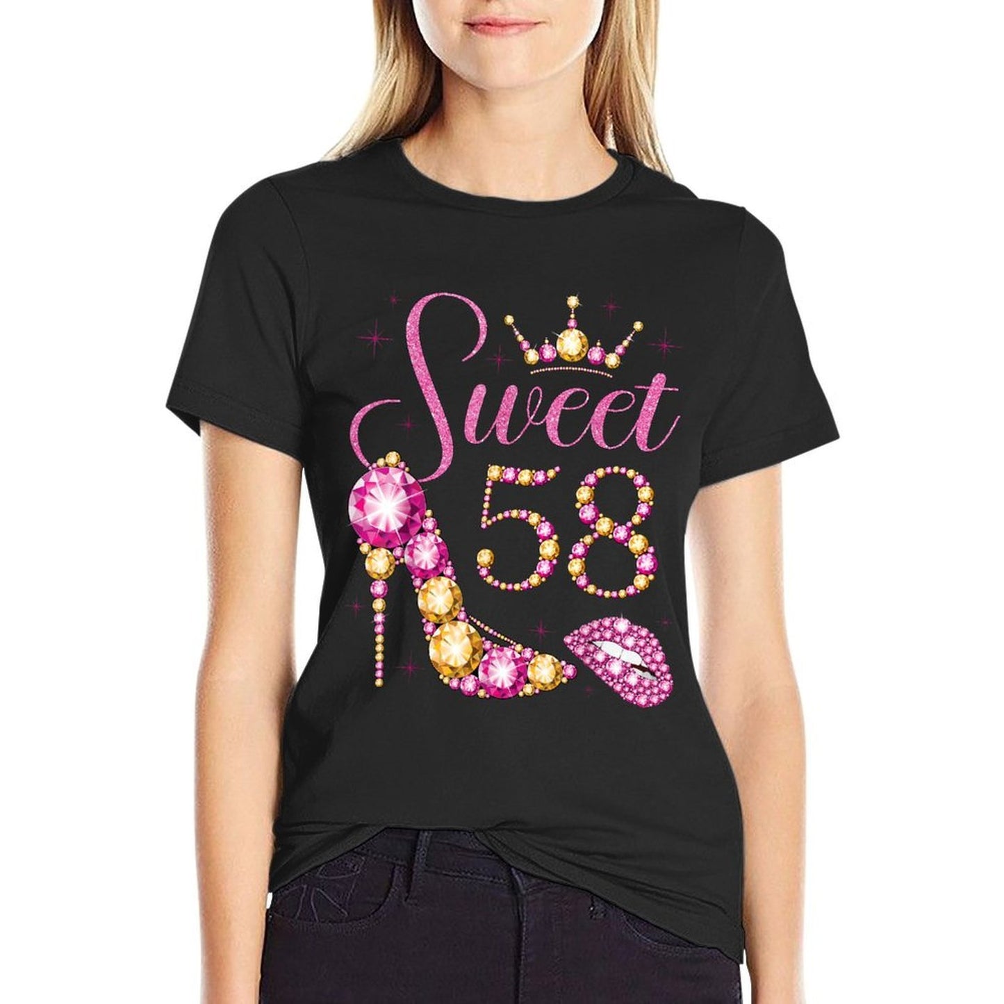 Sweet 58 Years Old 58th Birthday Queen Princess Bday Party Wrinkle-resistant T-Shirt