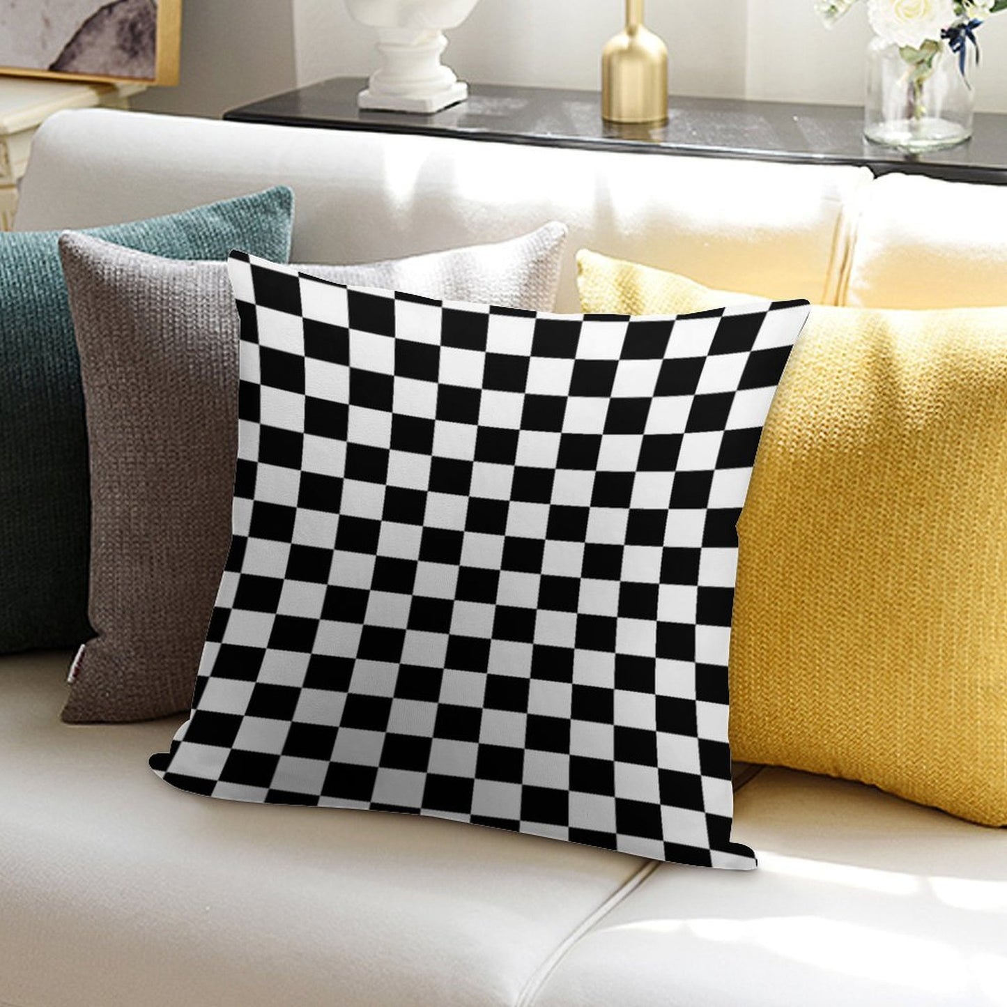 Checkered Racing Car Flag Pillow And Cushion Cover Soft Shrink-Resistant Throw Pillow