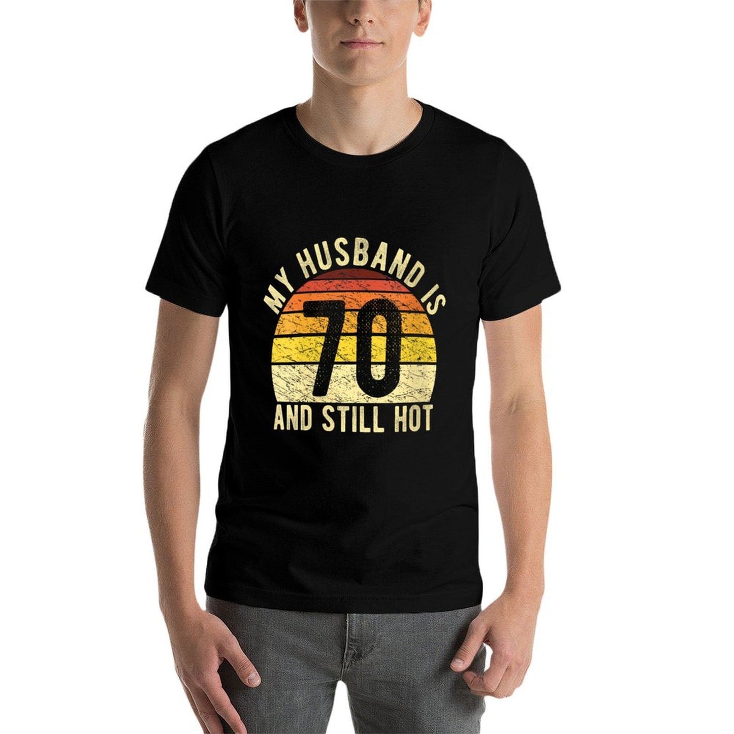 Womens My Husband Is 70 Year Old Man 70th Birthday Lightweight T-Shirt