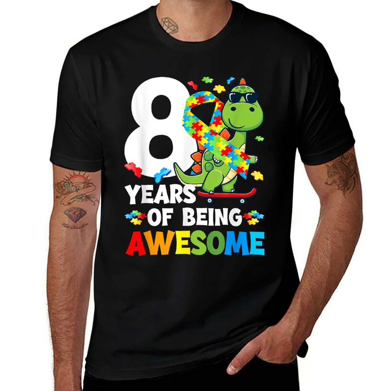 8th Autism Birthday Party Eight Year Old Autistic Boy  Vintage-inspired T-Shirt