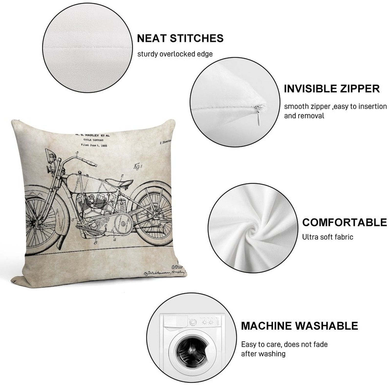 Harley Davidson Soft Skin-Friendly Throw Pillow