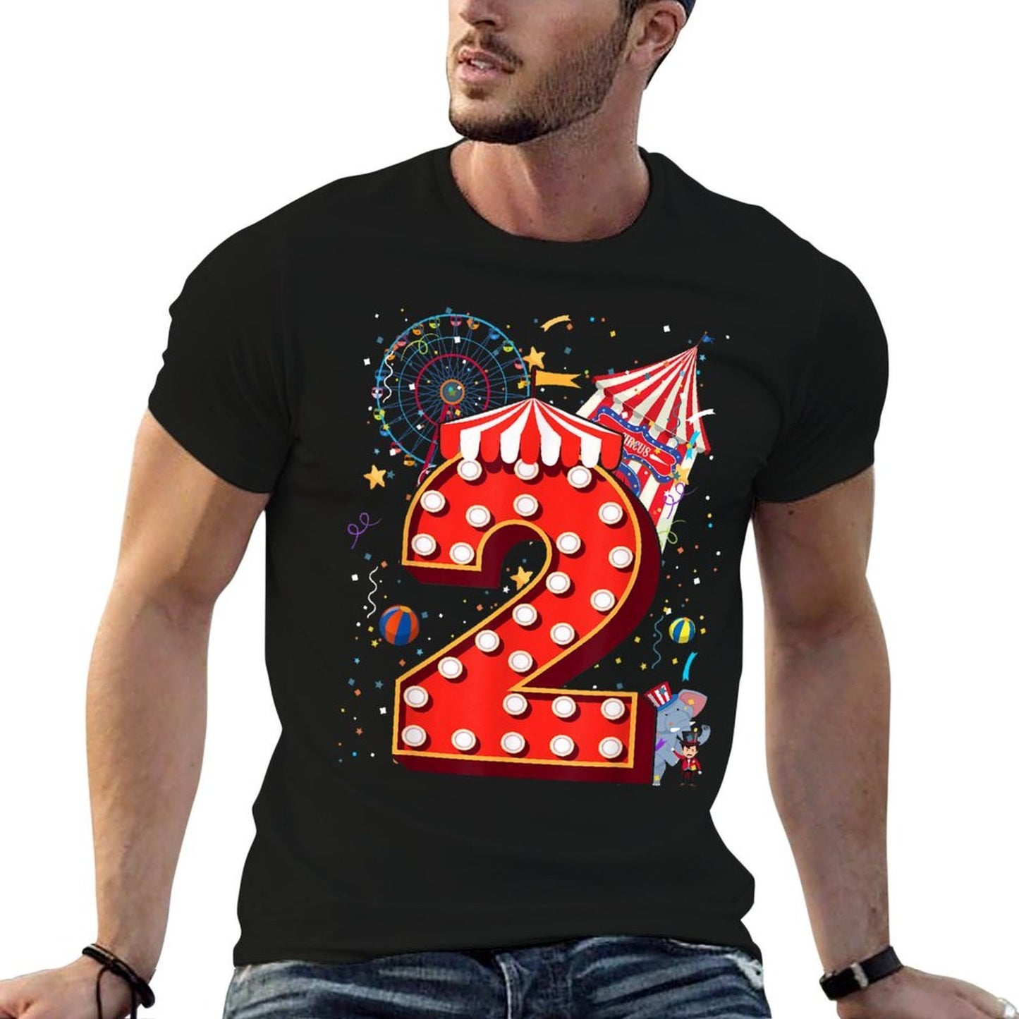 2 Year Old Circus Top Birthday Carnival 2nd Party Toddler Odor-resistant T-Shirt