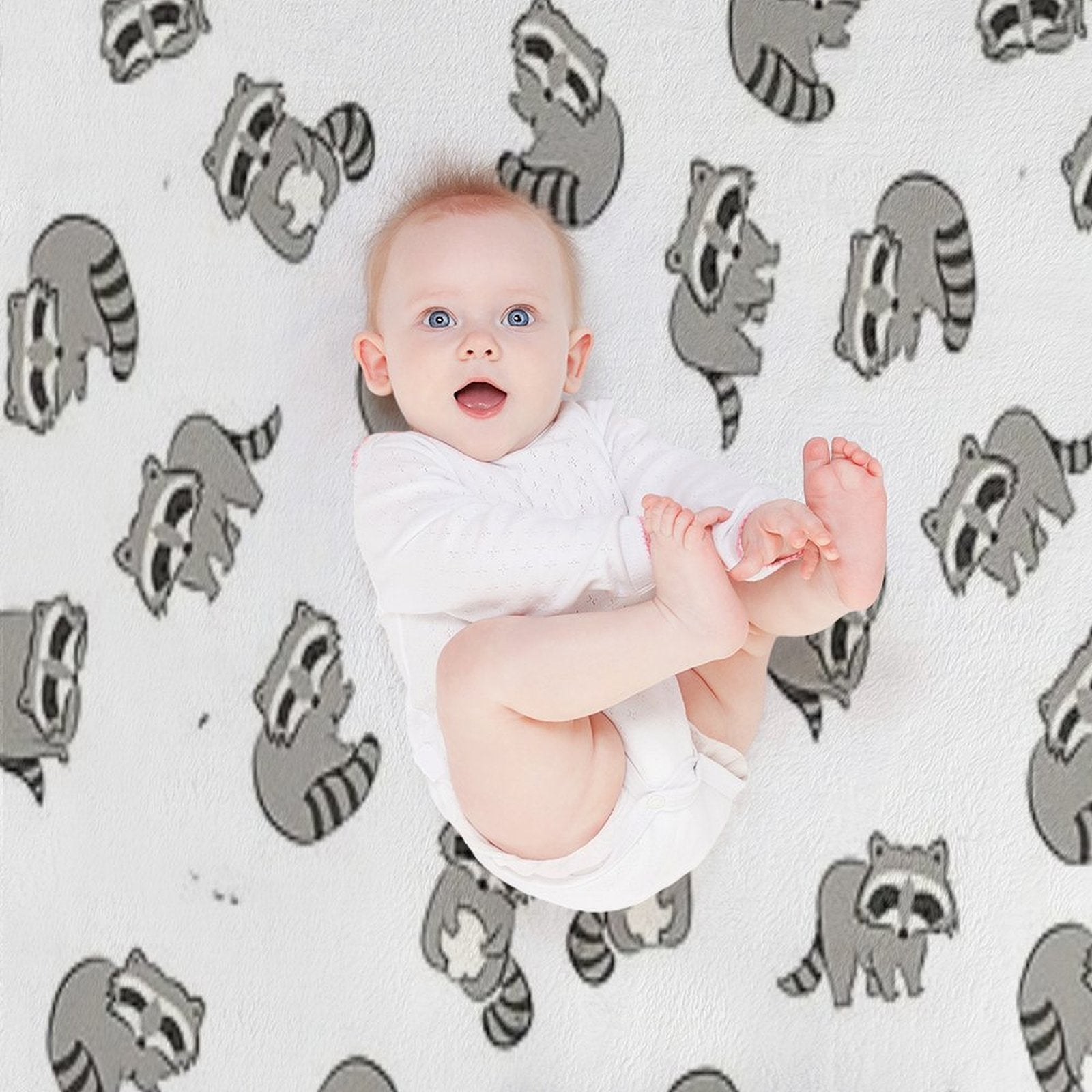 Raccoon Pattern Eco-conscious Throw Blanket