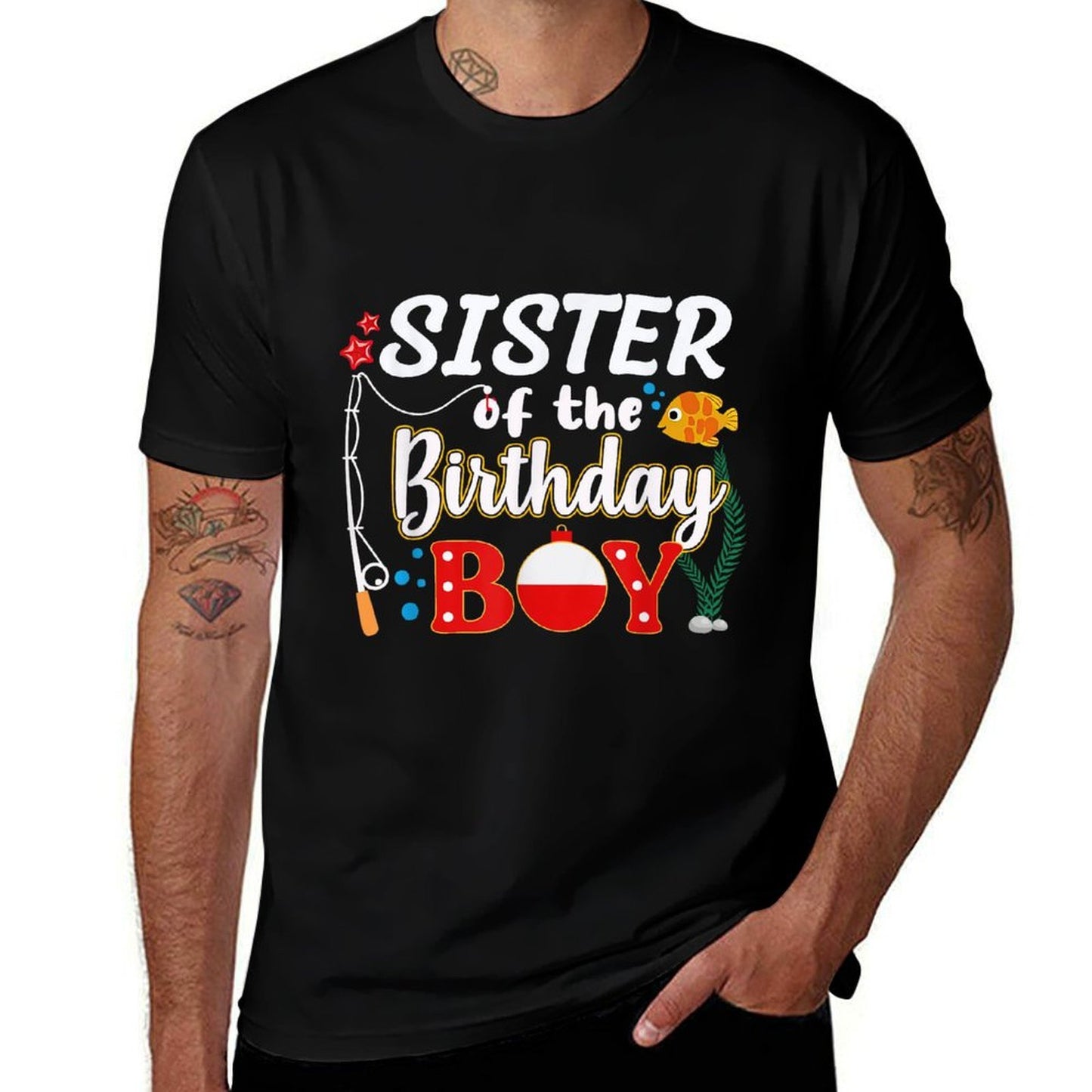 Sister of The Birthday Boy Fishing Family Matching Bday  Versatile T-Shirt