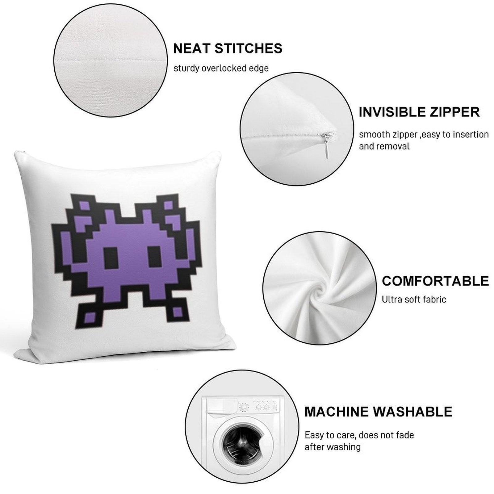 Alien Monster Emoji Soft Durable Construction Throw Pillow