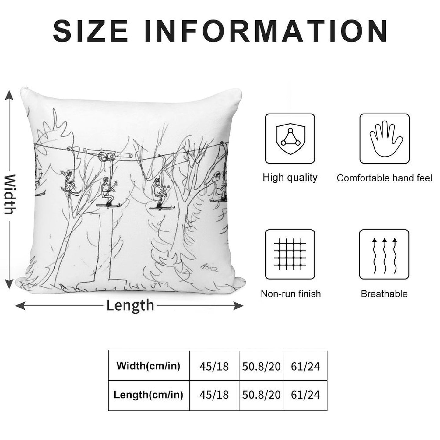 Ski Lift Soft Ultra-Soft Texture Throw Pillow