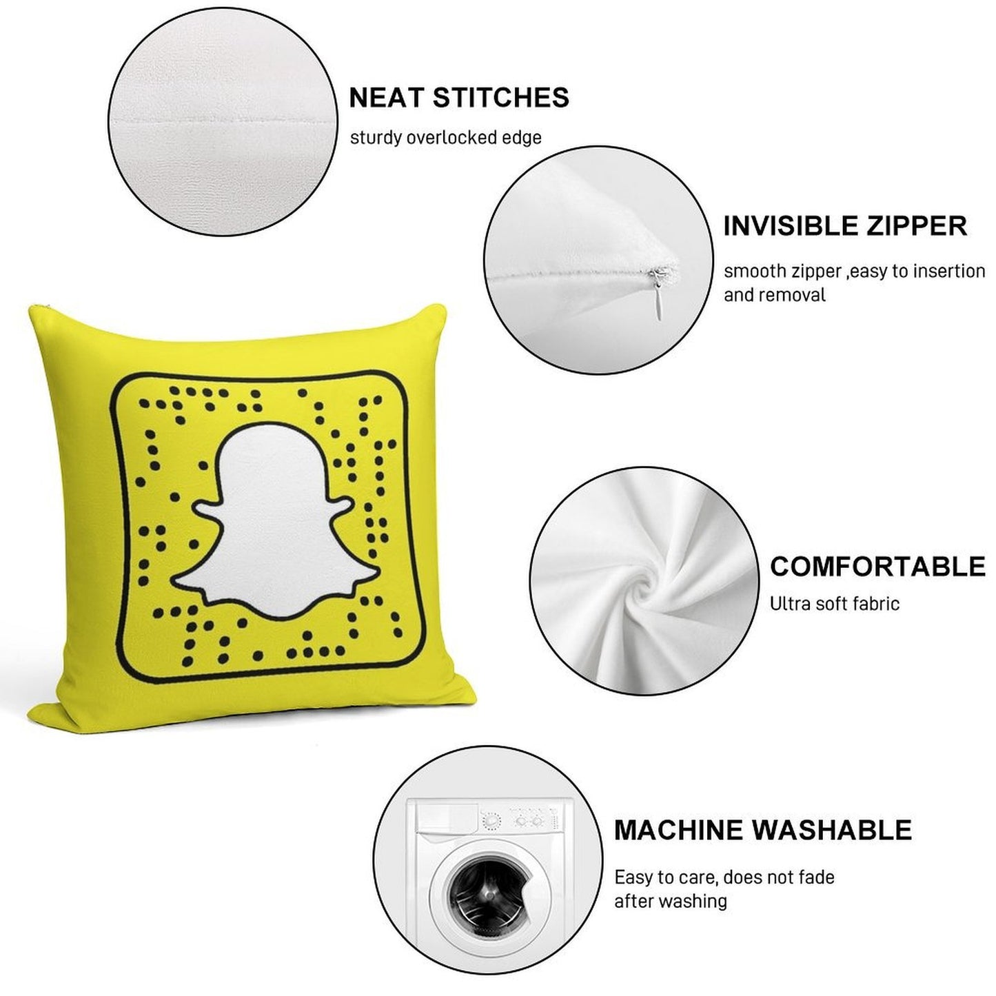 Snapchat Logo Pillow Soft Luxury Feel Throw Pillow